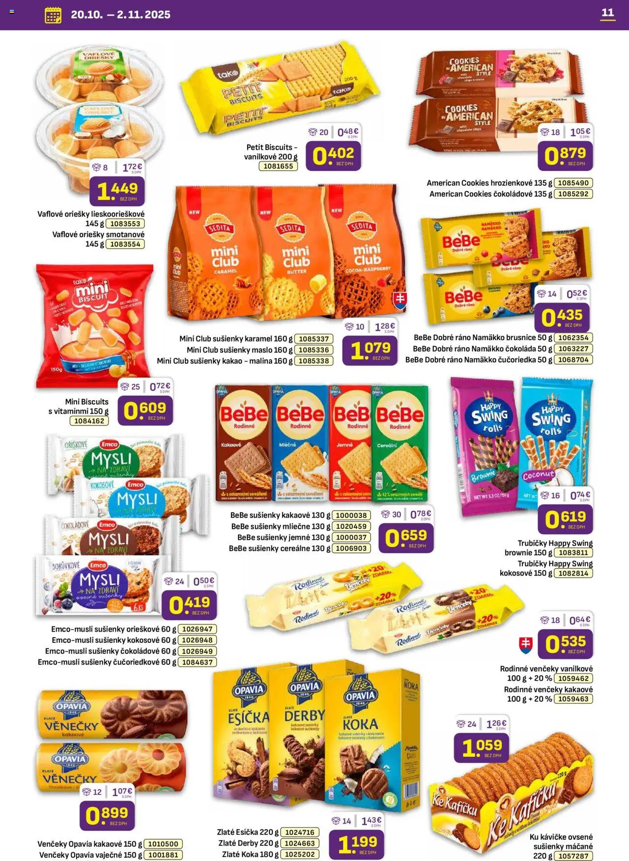 Nové Libex akcie – leták je platný od 20.10.2025 | Strana: 11 | Produkty: BeBe Dobré ráno, Maslo, Čokoláda, Kakao