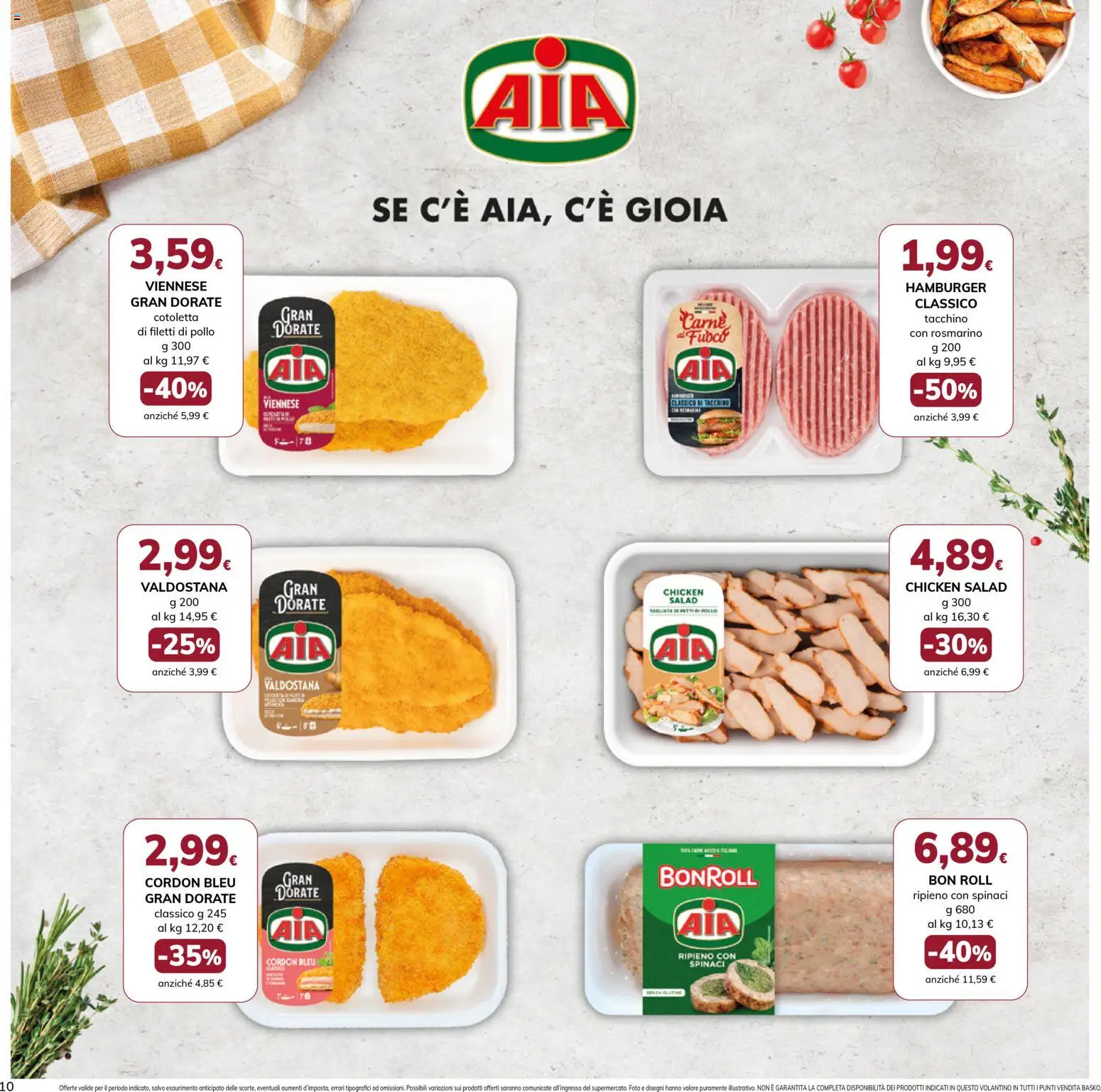 Volantino Basko del 24.03.2026 | Pagina: 10 | Prodotti: Pollo, Tacchino, Spinaci, Hamburger