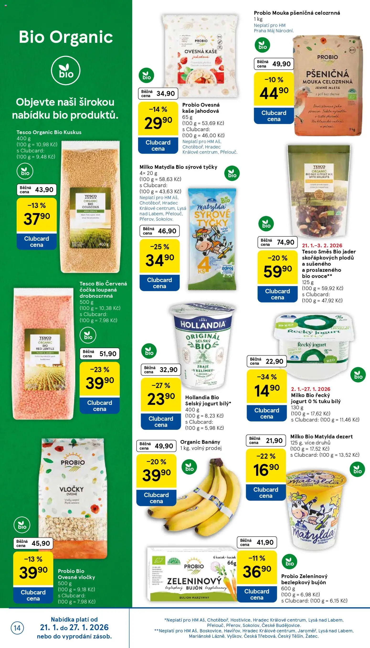 Tesco leták - Hypermarket od 21.01.2026 | Strana: 14 | Produkty: Jogurt, Banány, Tvaroh, Mouka