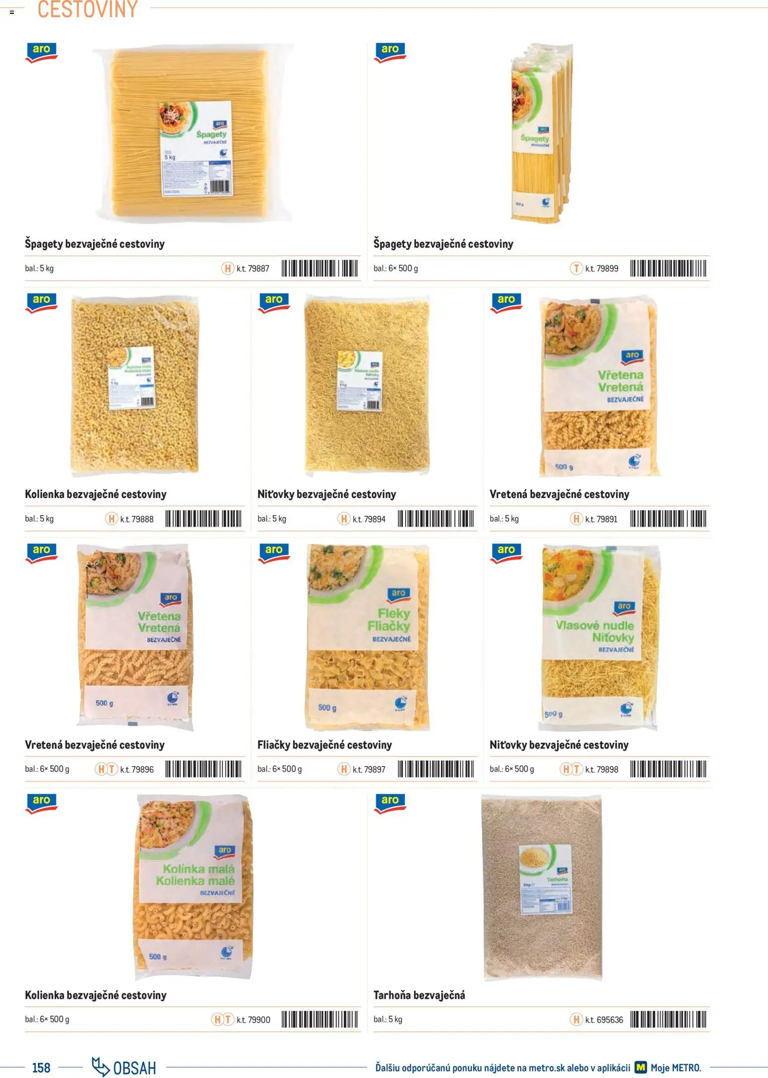 Nové Metro akcie – leták je platný od 01.01.2025 | Strana: 158 | Produkty: Cestoviny, Tarhoňa, Špagety