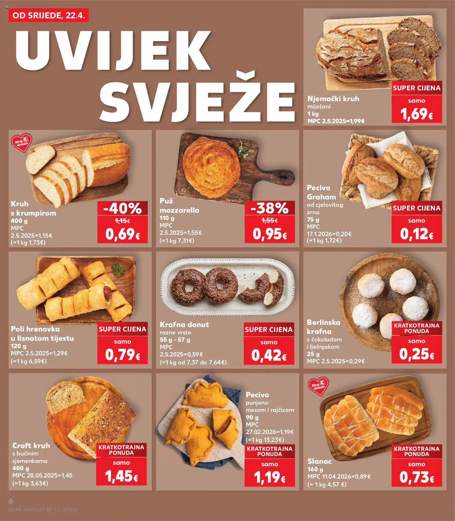 Kaufland HR akciós ujság - amely érvényes a következő dátumtól: 22.04.2026 | Oldal: 6 | Termékek: Mozzarella