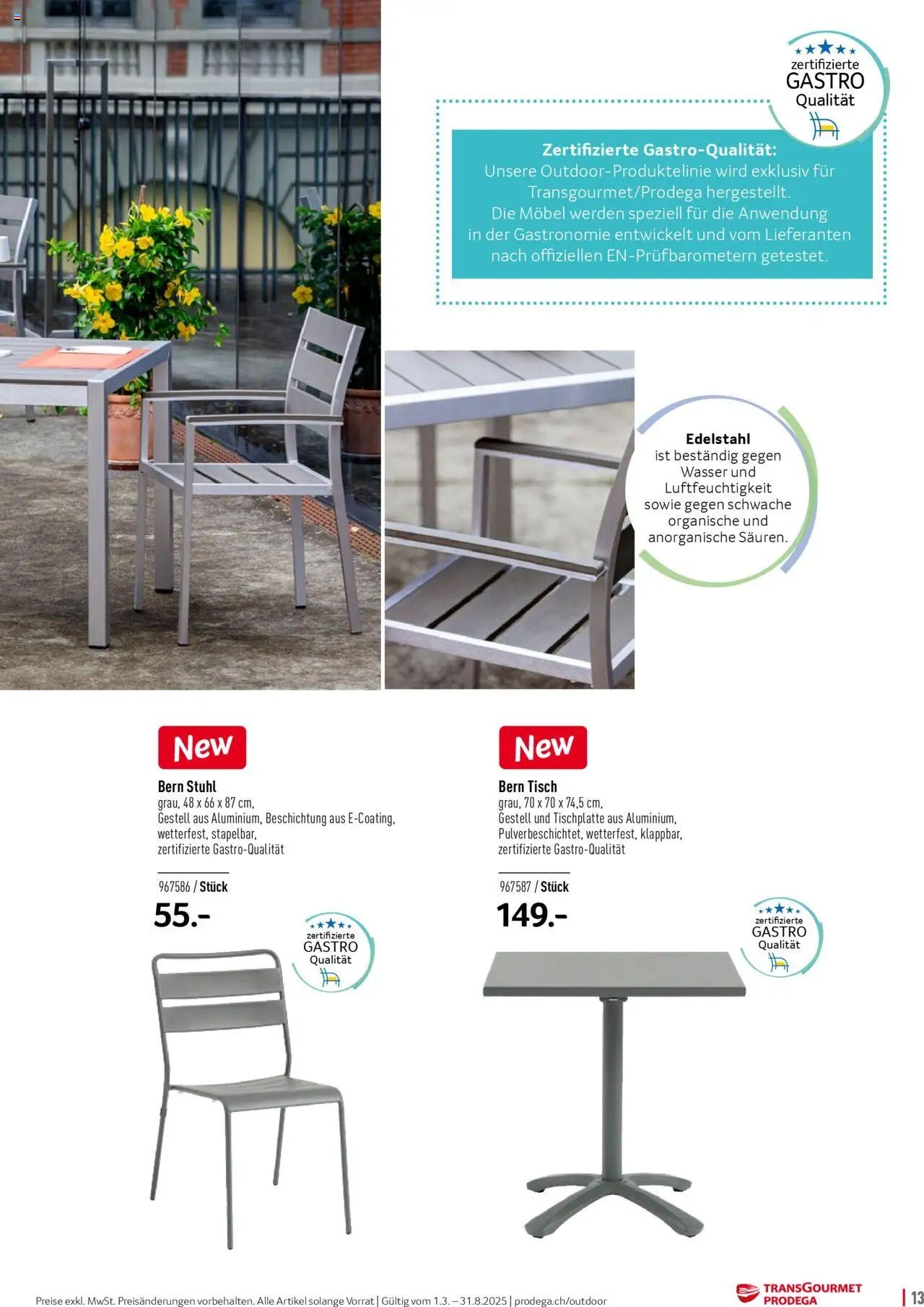 Prodega Aktionen Outdoor-Ausstattung ab 01.03.2025 | Seite: 13 | Produkte: Tisch, Stuhl, Wasser