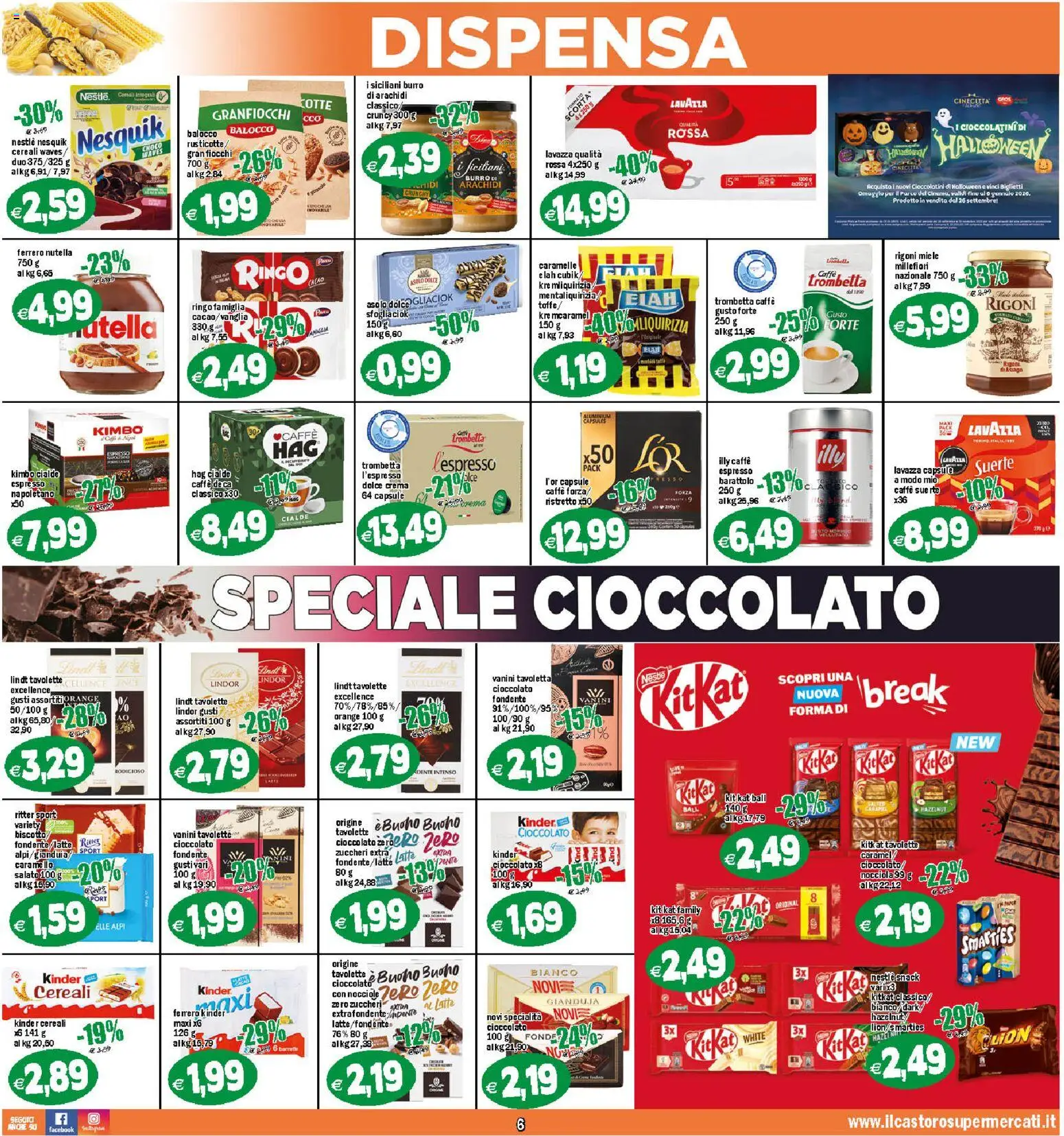 Volantino Il Castoro del 29.10.2025 | Pagina: 6 | Prodotti: Latte, Burro, Cacao, Lavazza