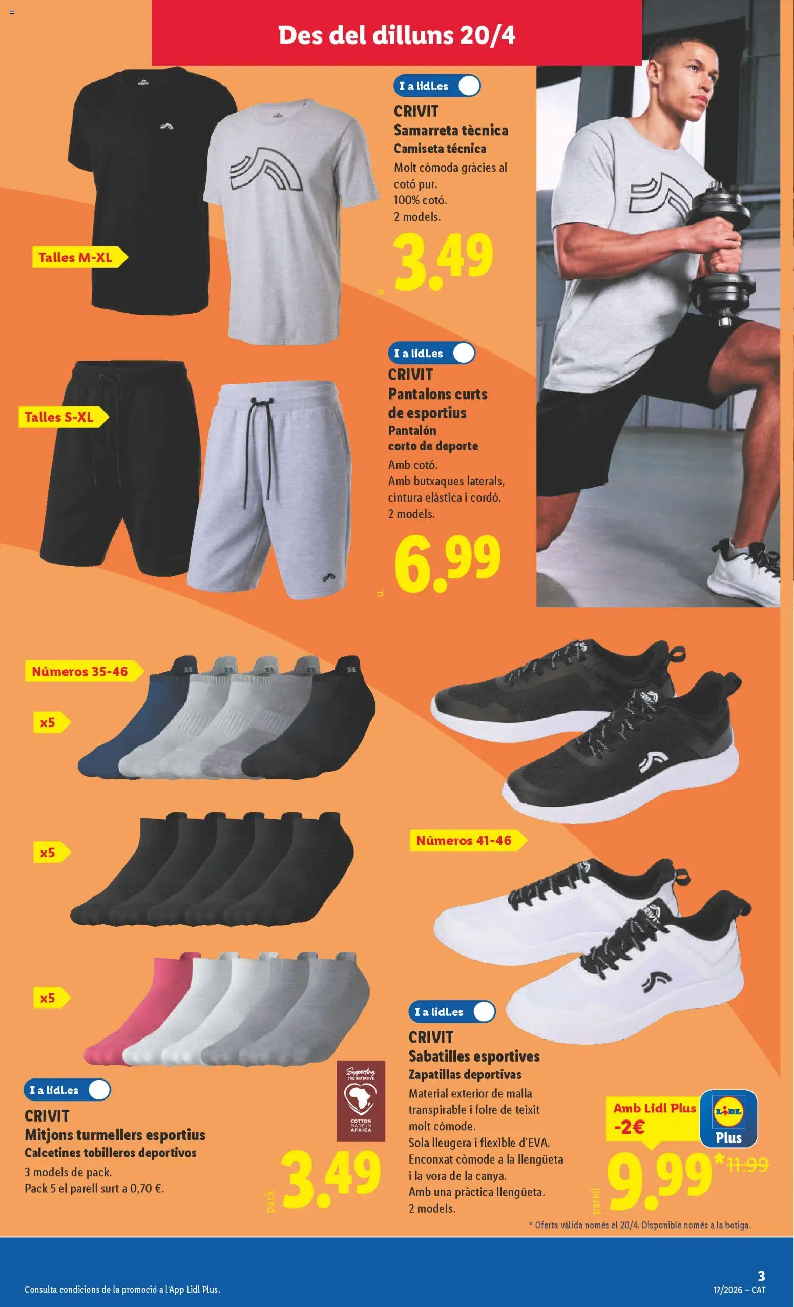 Lidl folleto de bazar │ válido desde el 20.04.2026 | Página: 7 | Productos: Zapatillas deportivas, Zapatillas, Pantalón corto