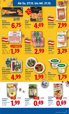 Lidl Flugblatt ab 27.12.2025 gültig | Seite: 9 | Produkte: Salat, Schinken, Saft, Ananas