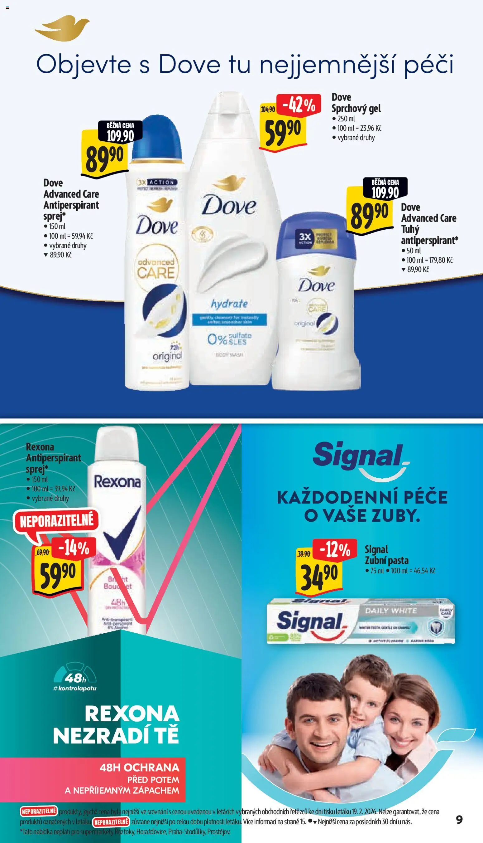 Albert leták - Supermarket od 25.02.2026 | Strana: 15 | Produkty: Sprchový gel, Antiperspirant, Rexona, Dove