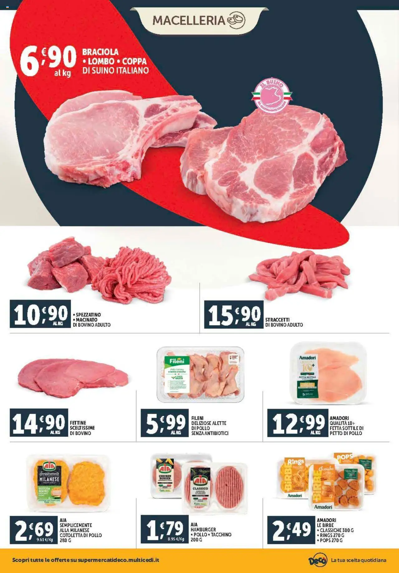 Volantino Decò del 08.08.2025 | Pagina: 4 | Prodotti: Petto di Pollo, Suino, Hamburger, Macinato