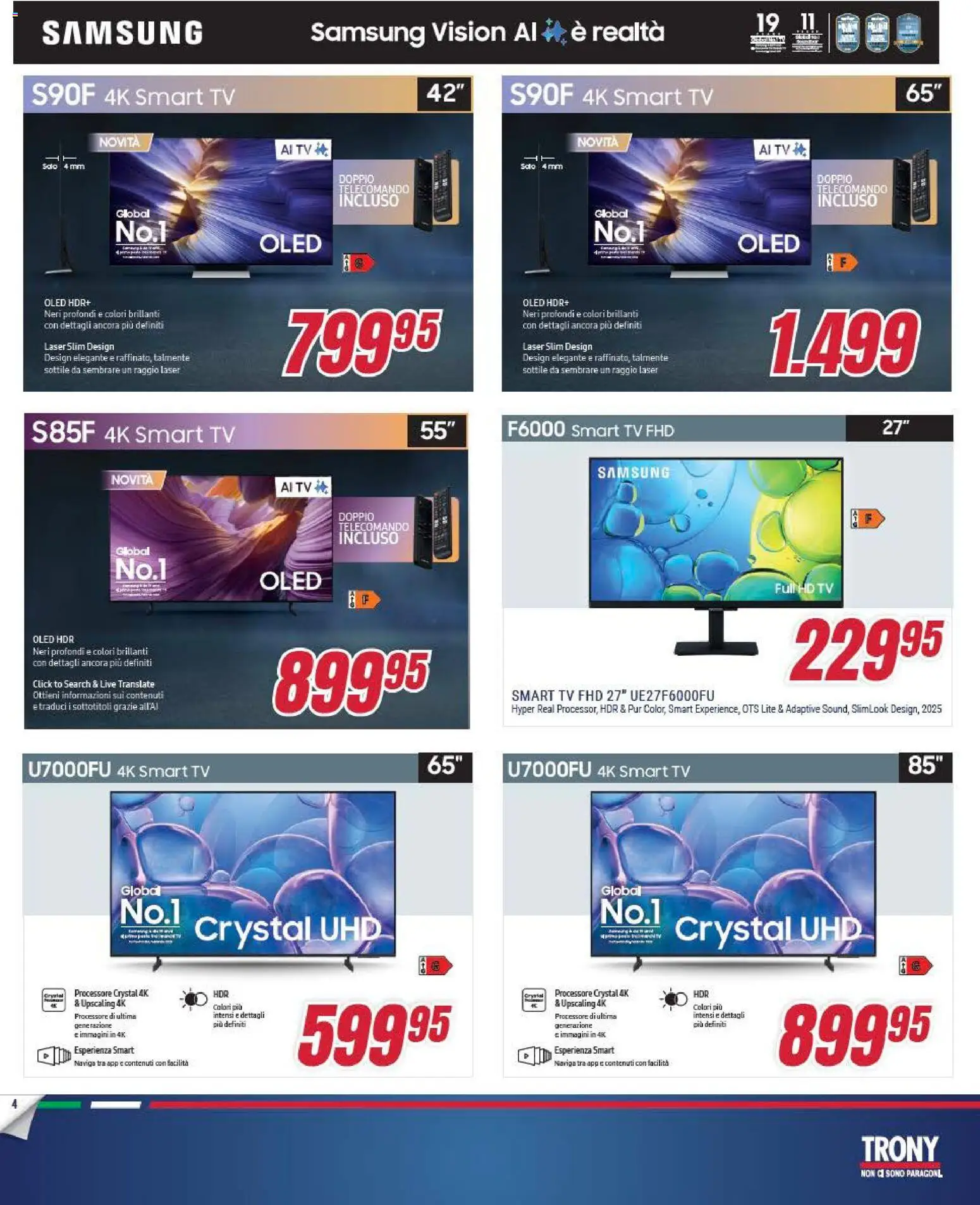 Volantino Trony del 15.01.2026 | Pagina: 4 | Prodotti: Telecomando, smart TV, TV, Samsung
