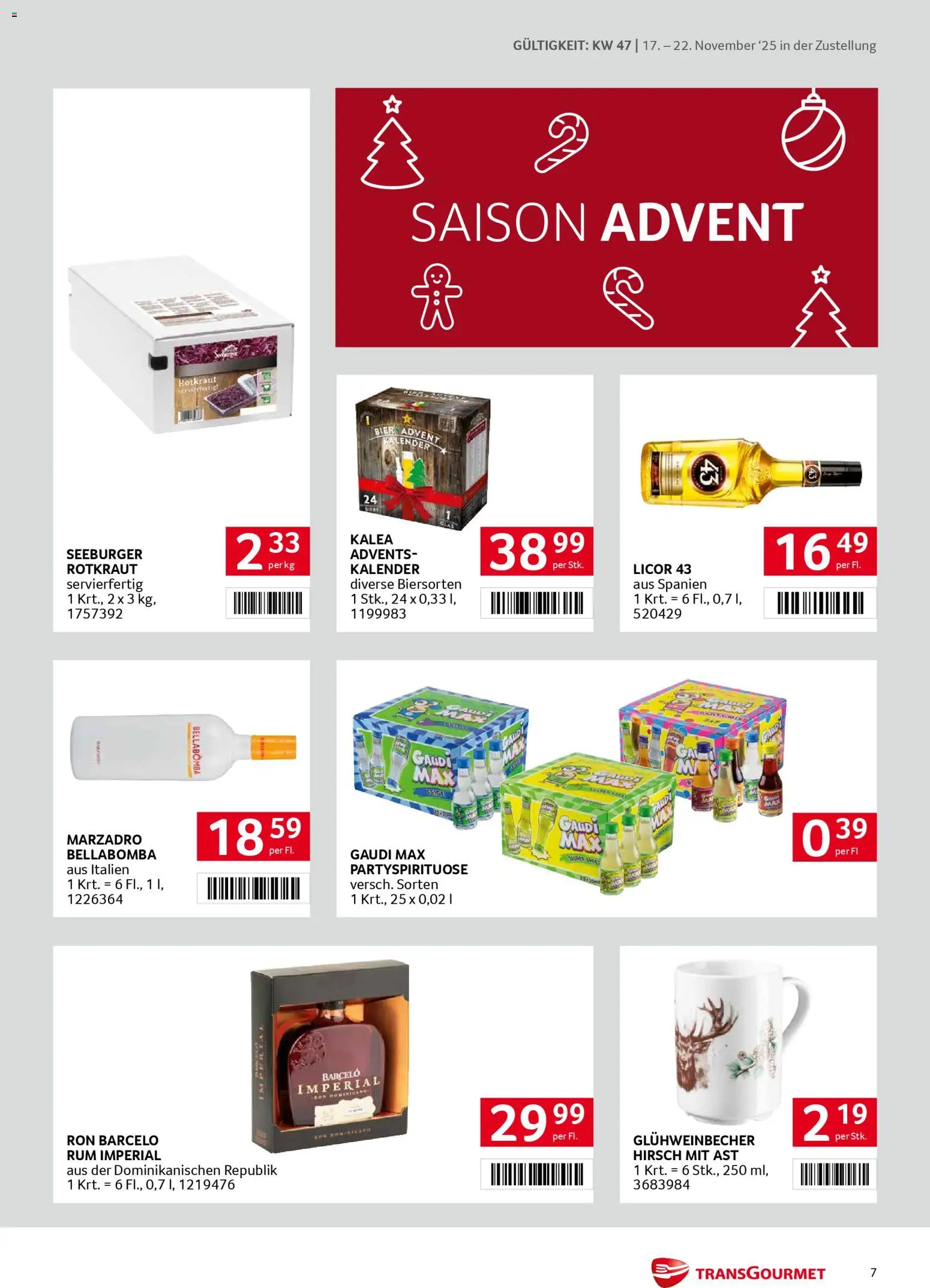 Transgourmet Zustellaktion gültig ab 17.11.2025 | Seite: 7 | Produkte: Bier
