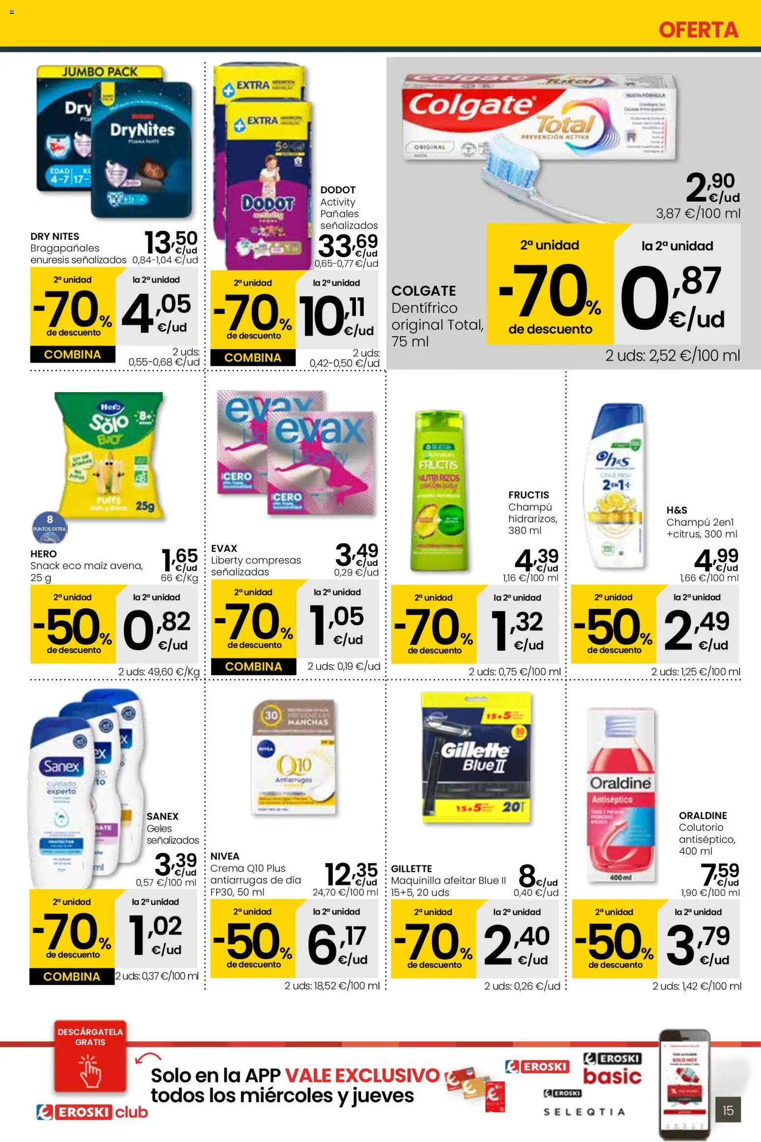 Eroski - Siempre a buen precio Supermercados │ válido desde el 05.01.2026 | Página: 15 | Productos: Champú, Paté, Crema, Γλυφιτζούρι