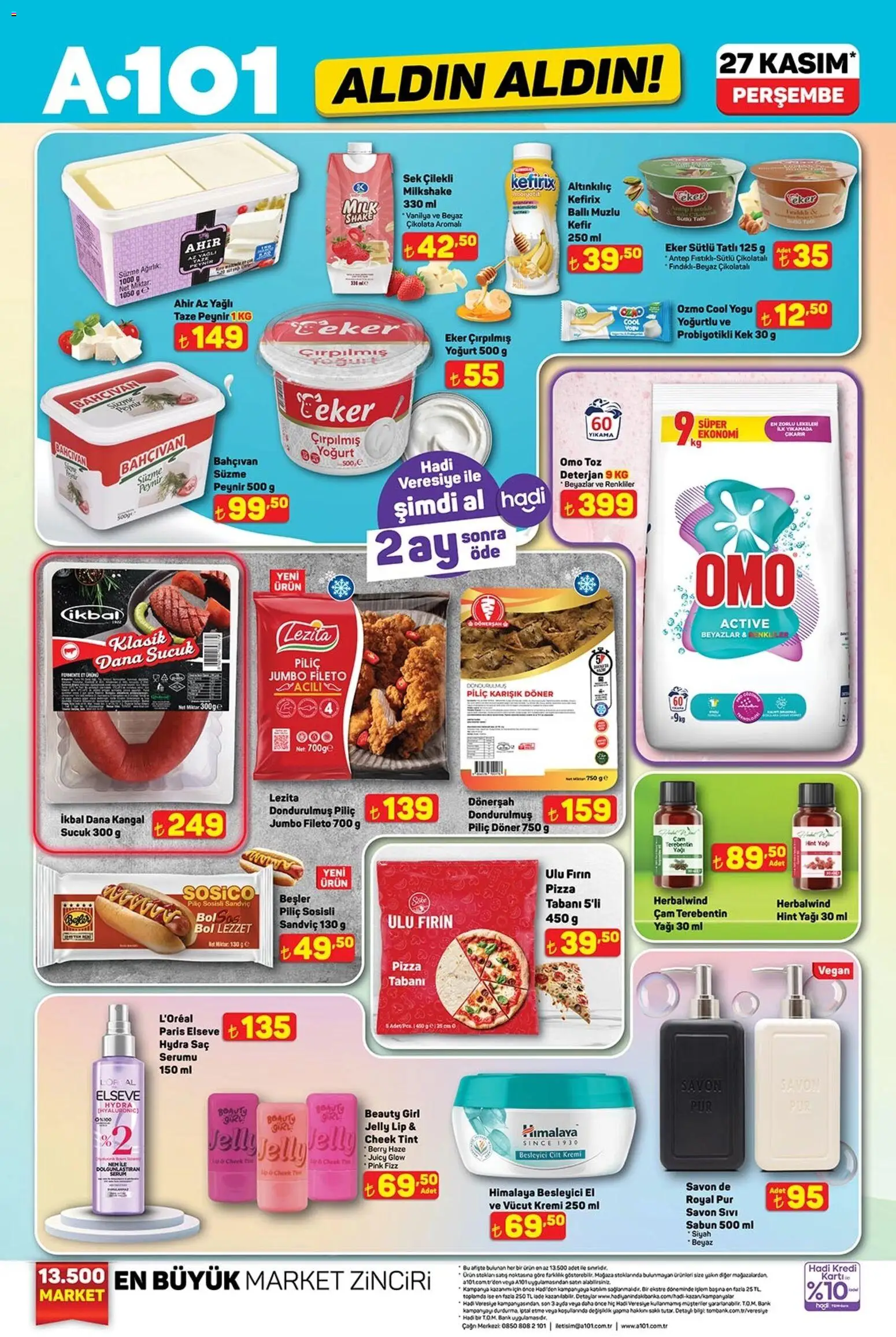A101 Katalog Aldın Aldın - 27.11.2025 tarihinden itibaren geçerlidir | Sayfa: 1 | Ürünler: Vücut kremi, Yoğurt, Deterjan, Pizza