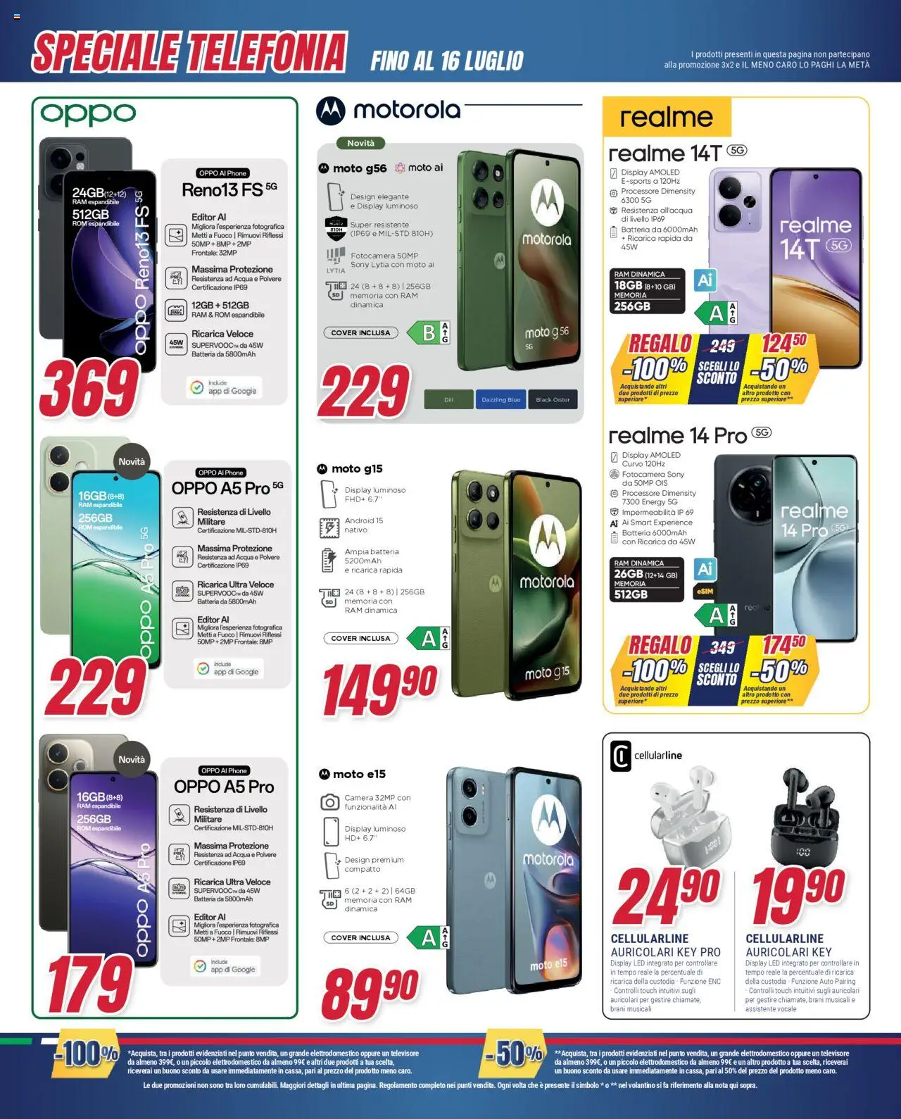 Volantino Trony del 03.07.2025 | Pagina: 32 | Prodotti: Auricolari, Acqua, Fotocamera, Batteria