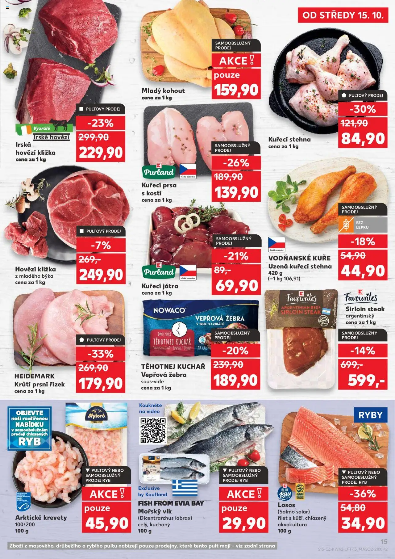 Kaufland leták - Chomutov od 15.10.2025 | Strana: 15 | Produkty: Hovězí, Irské hovězí, Steak, Krevety