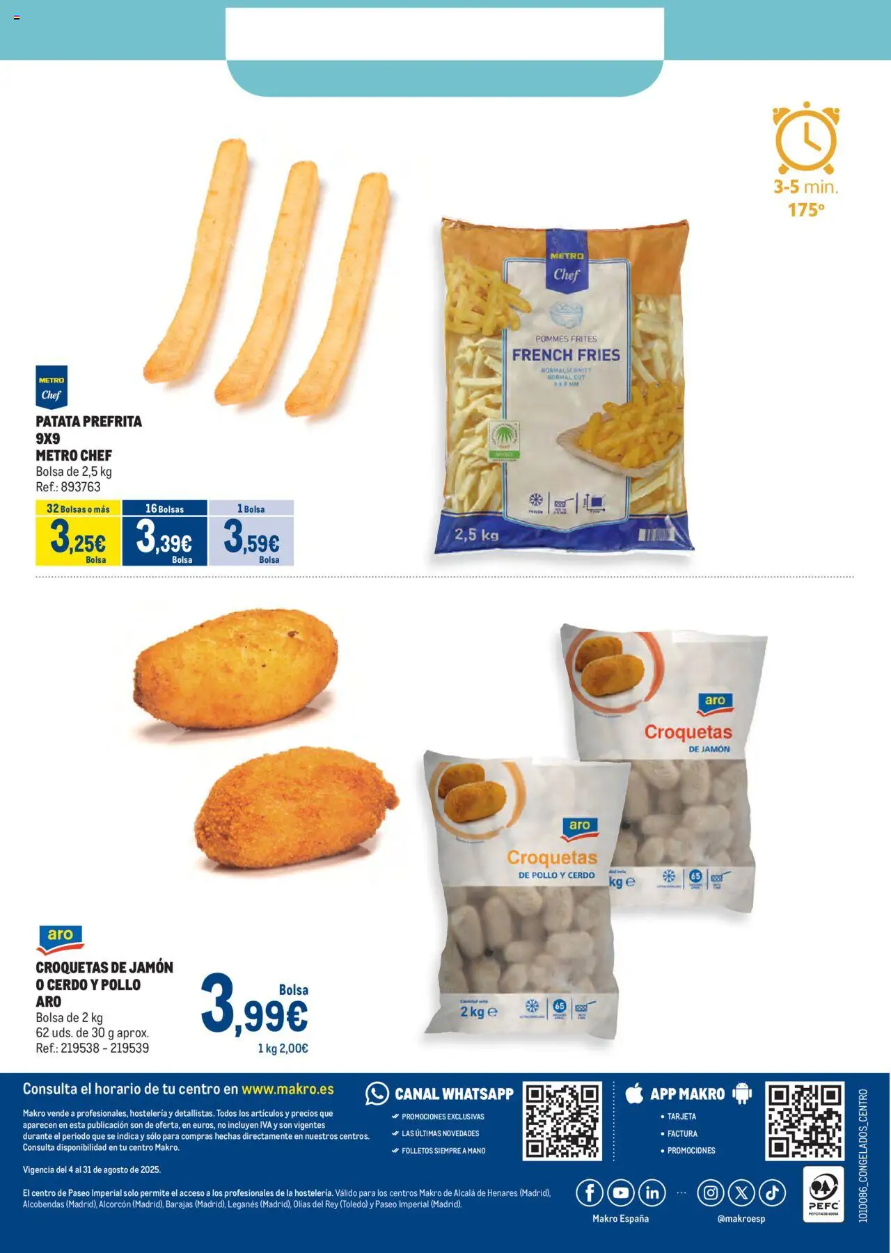 Makro - Congelados Centro │ válido desde el 04.08.2025 | Página: 36 | Productos: Jamón, Cerdo, Bolsa, Croquetas