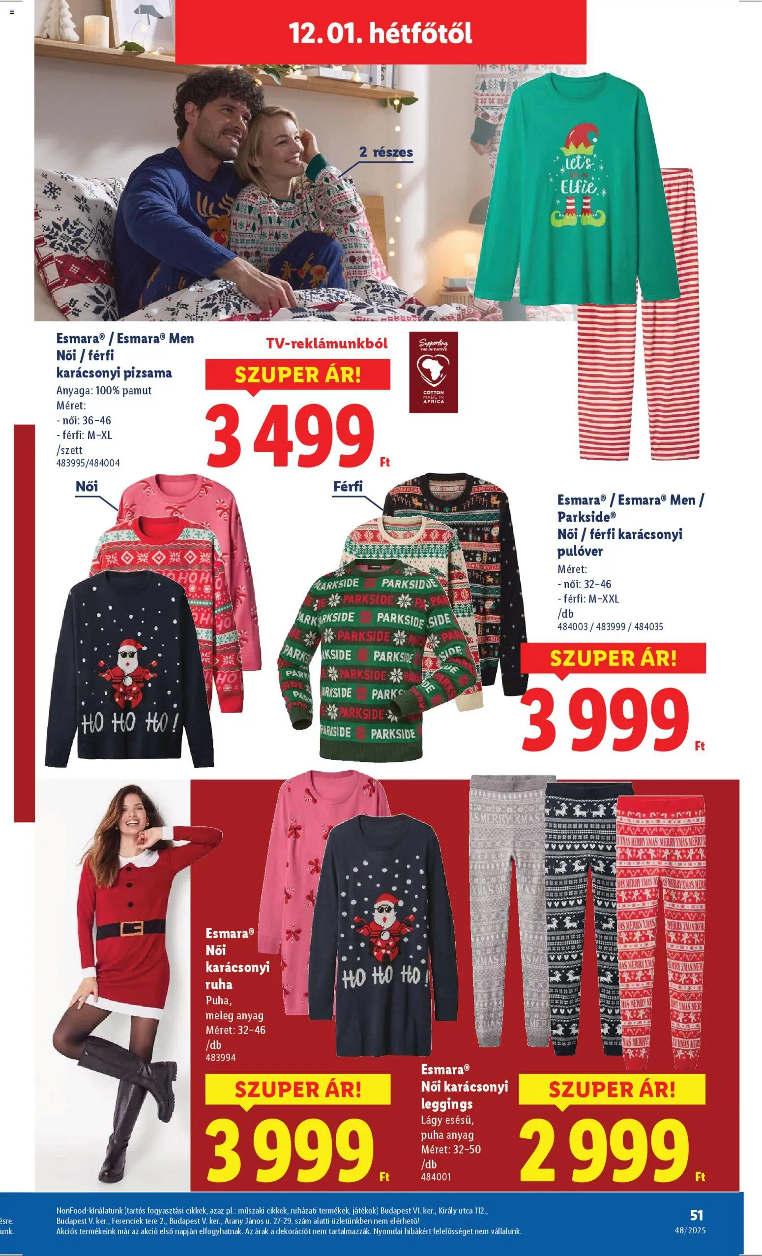 Lidl akciós ujság - amely érvényes a következő dátumtól: 27.11.2025 | Oldal: 51 | Termékek: Parkside, Karácsonyi pulóver, Pulóver, Leggings
