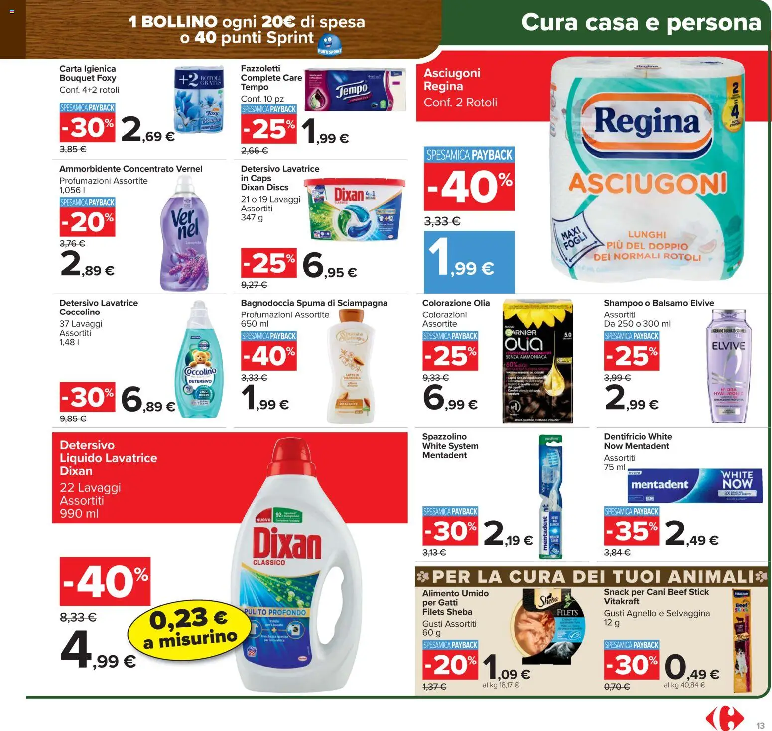Volantino Carrefour del 17.02.2026 | Pagina: 13 | Prodotti: Shampoo, Carta igienica, Spazzolino, Agnello