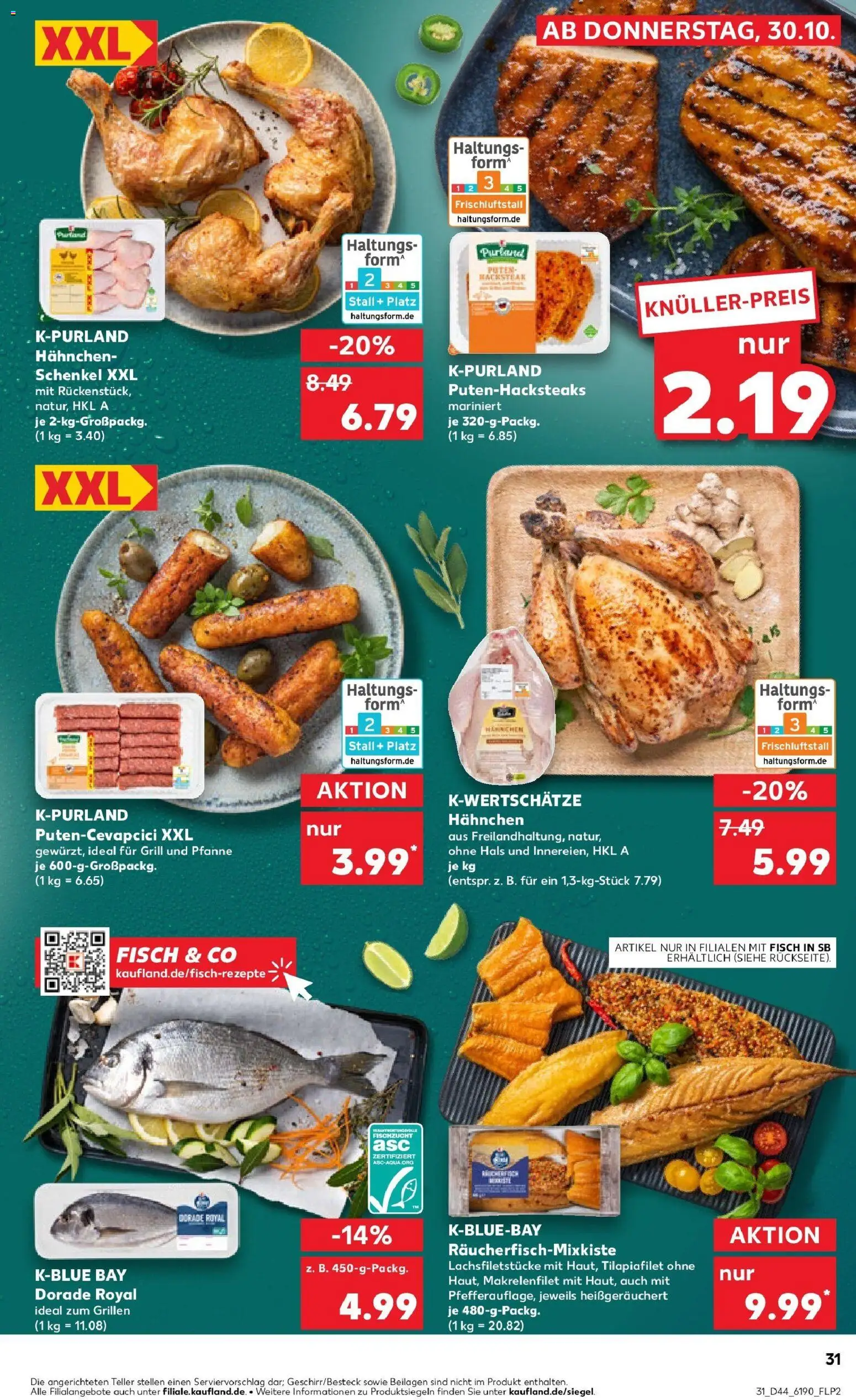 Kaufland prospekt Duisburg	 – gültig ab 30.10.2025 | Seite: 31 | Produkte: Dorade, Grill, Hahnchen, Cevapcici