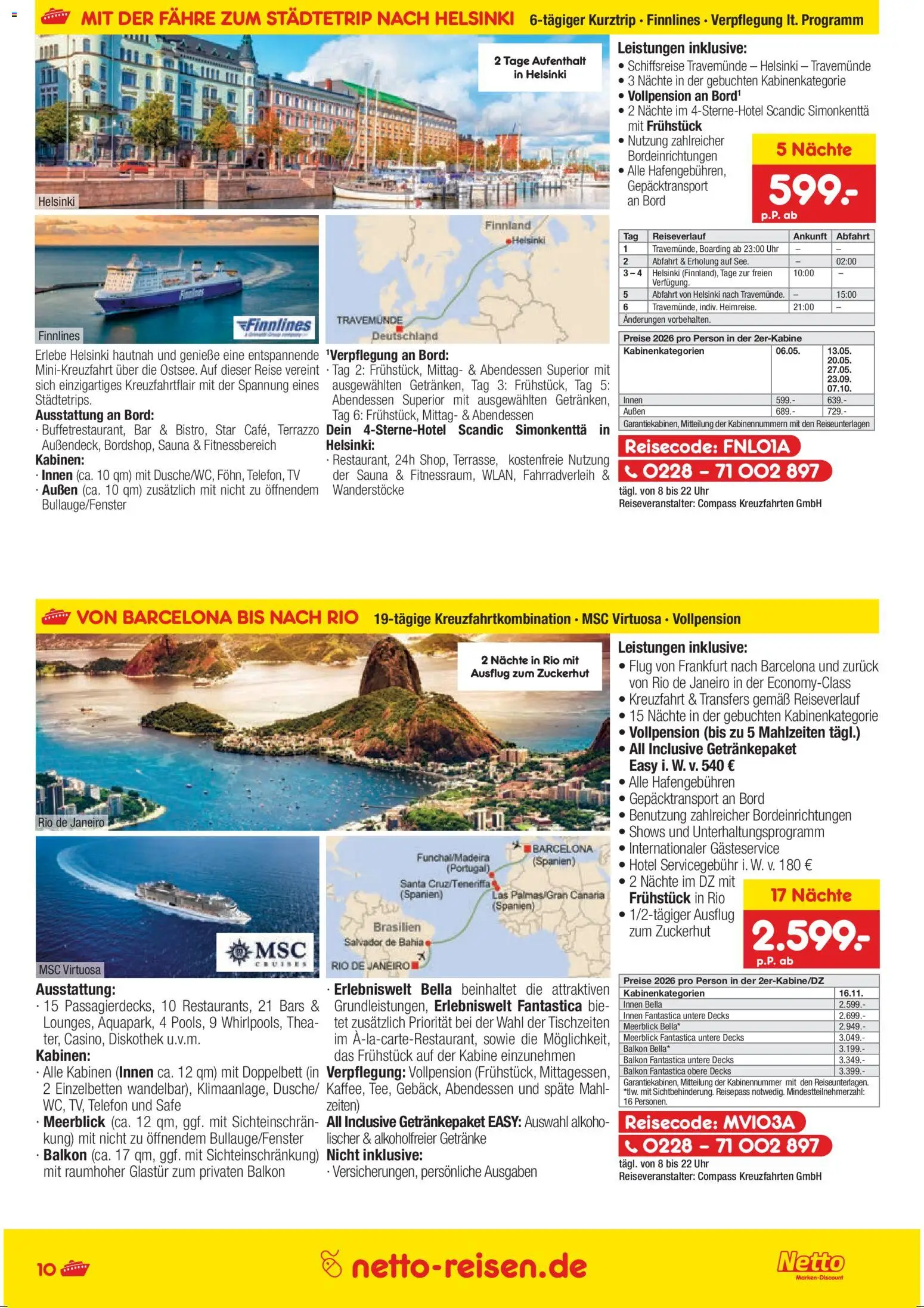 Netto Reisen Prospekt 	 – gültig ab 26.03.2026 | Seite: 10 | Produkte: Doppelbett, Telefon, Uhr, TV