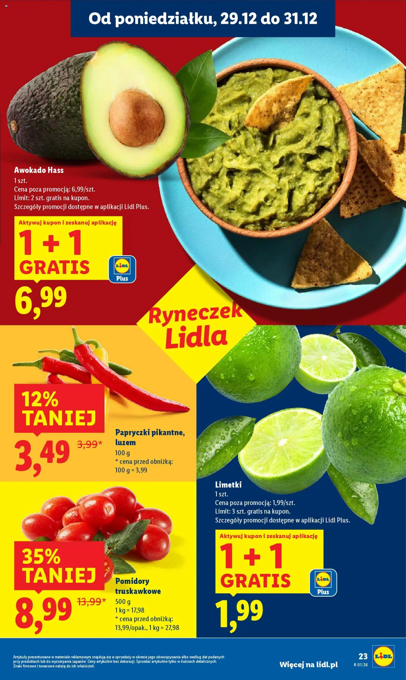 Lidl Gazetka od 29.12.2025 | Strona: 23 | Produkty: Chili, Pomidory, Awokado