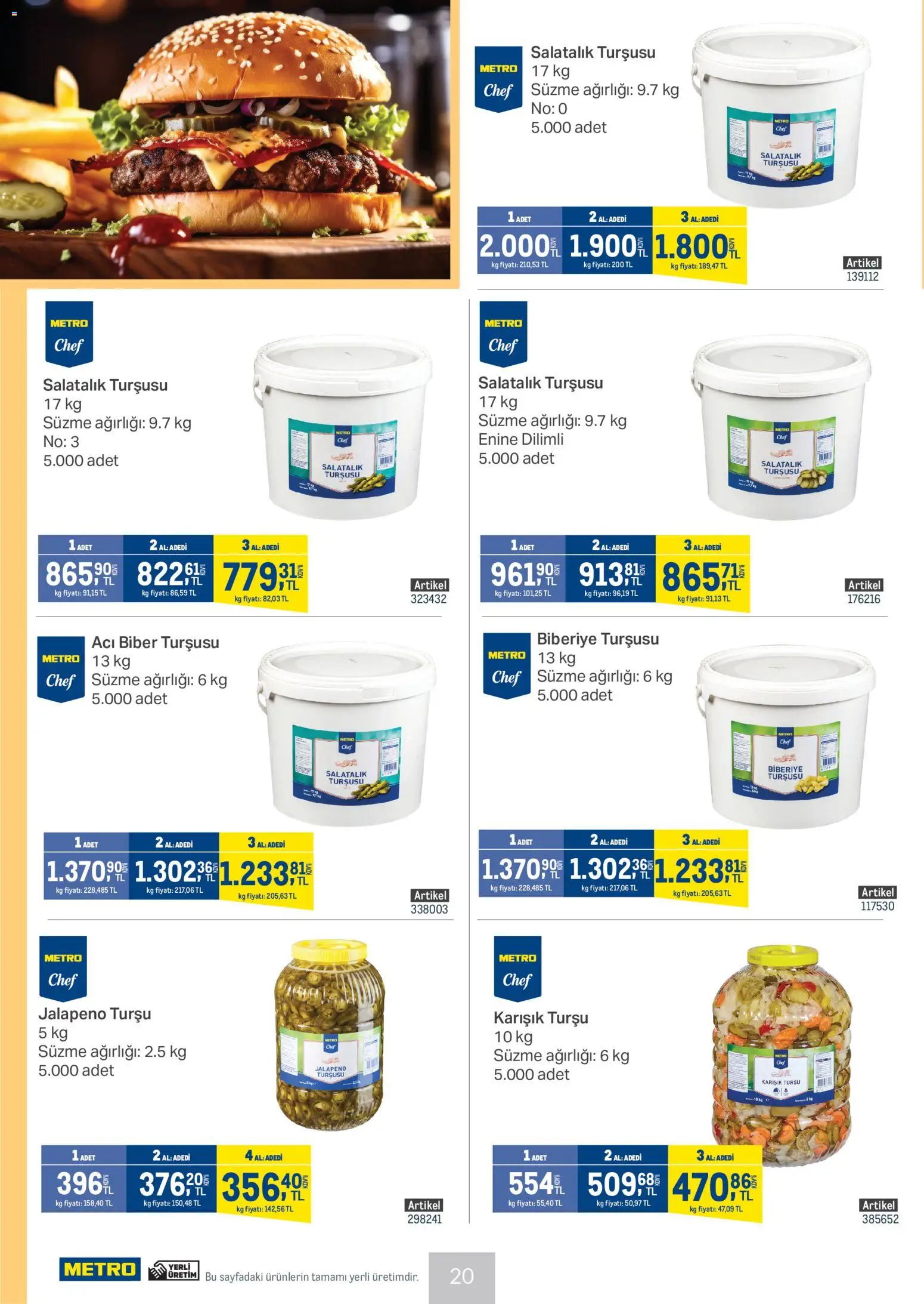 Metro - Et Tavuk ve Köfte Restoranları - 14.01.2026 tarihinden itibaren geçerlidir | Sayfa: 20 | Ürünler: Salatalık, Biber, Acı biber