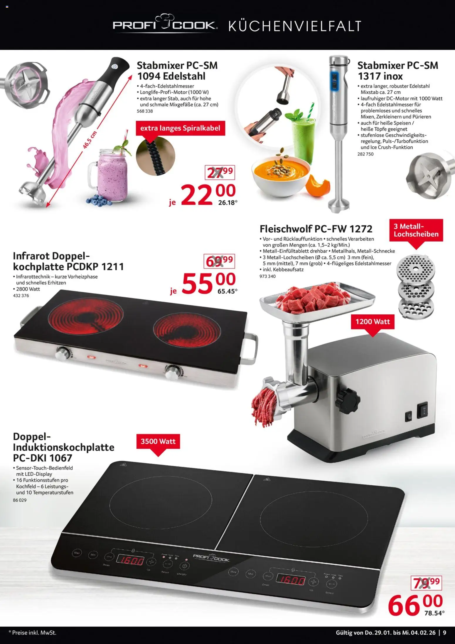 Selgros  Non Food – gültig ab 29.01.2026 | Seite: 9 | Produkte: Kochfeld, Kochplatte, Mixstab, Stabmixer