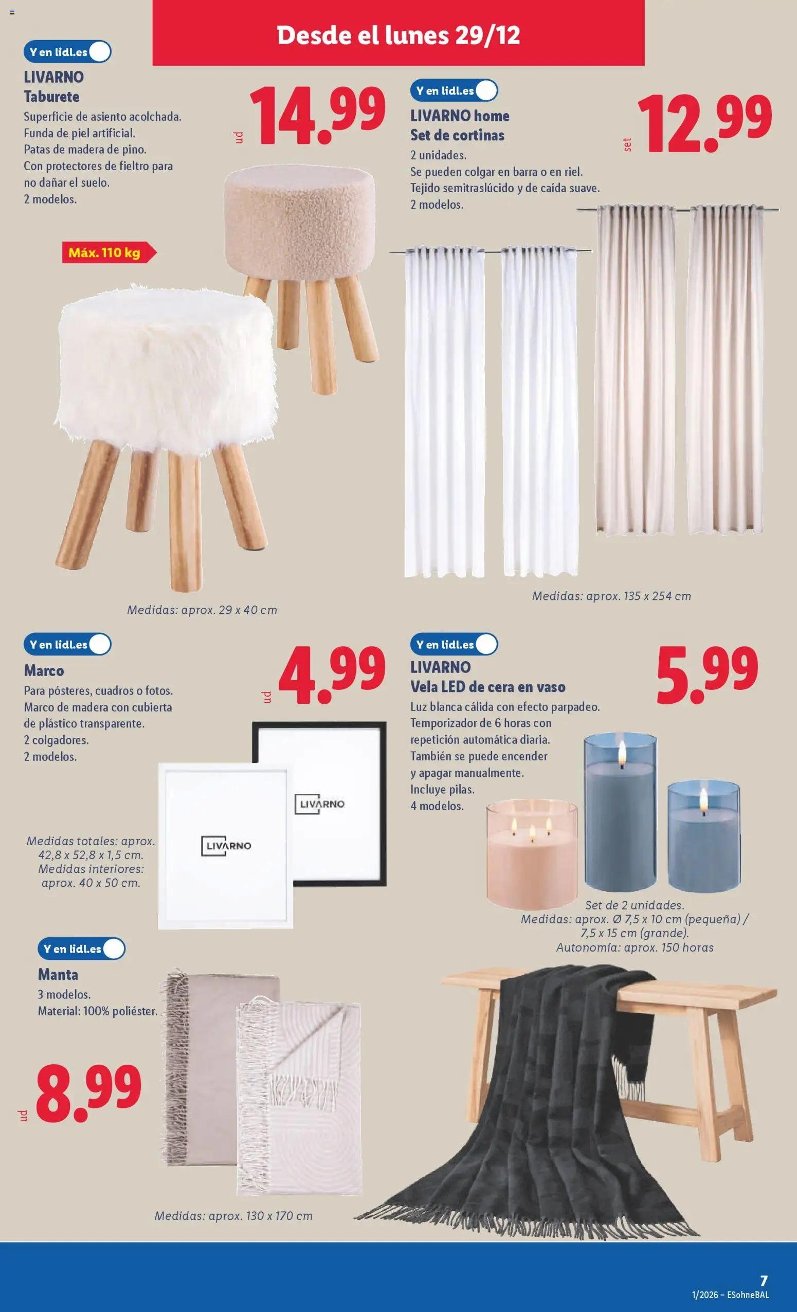 Lidl folleto de bazar │ válido desde el 29.12.2025 | Página: 11 | Productos: Vela, Manta, Funda, Marco
