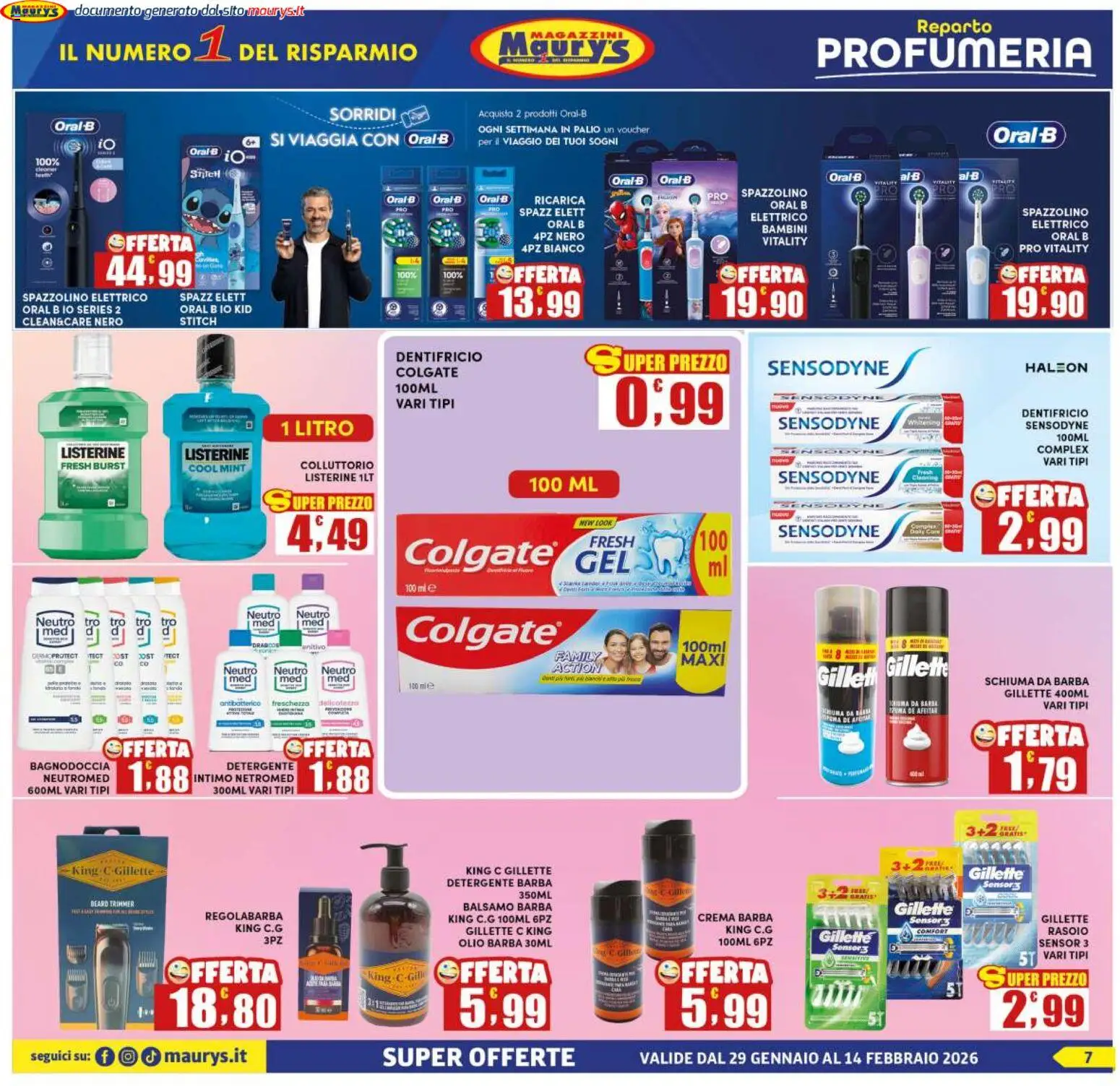Volantino Maury's del 29.01.2026 | Pagina: 7 | Prodotti: Crema, Rasoio, Regolabarba, Dentifricio