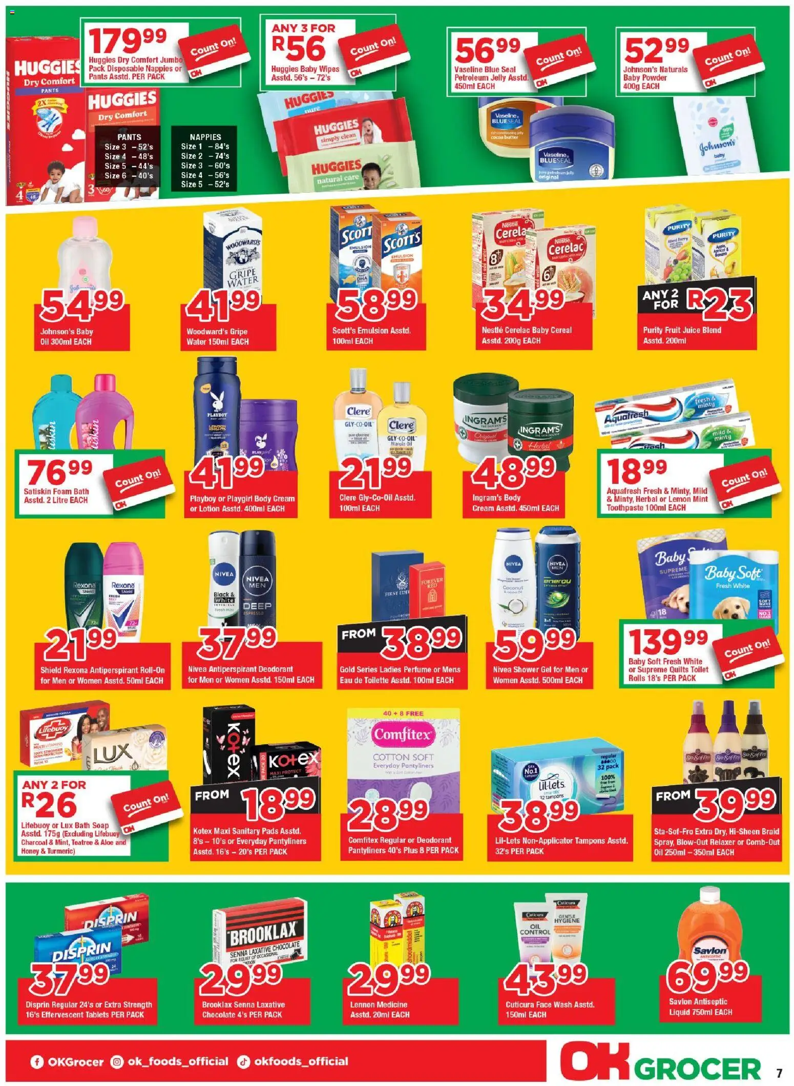 New OK Foods catalogue – valid from 24.04.2026 | Page: 7 | Products: Butter, Soap, Nappies, Lemon