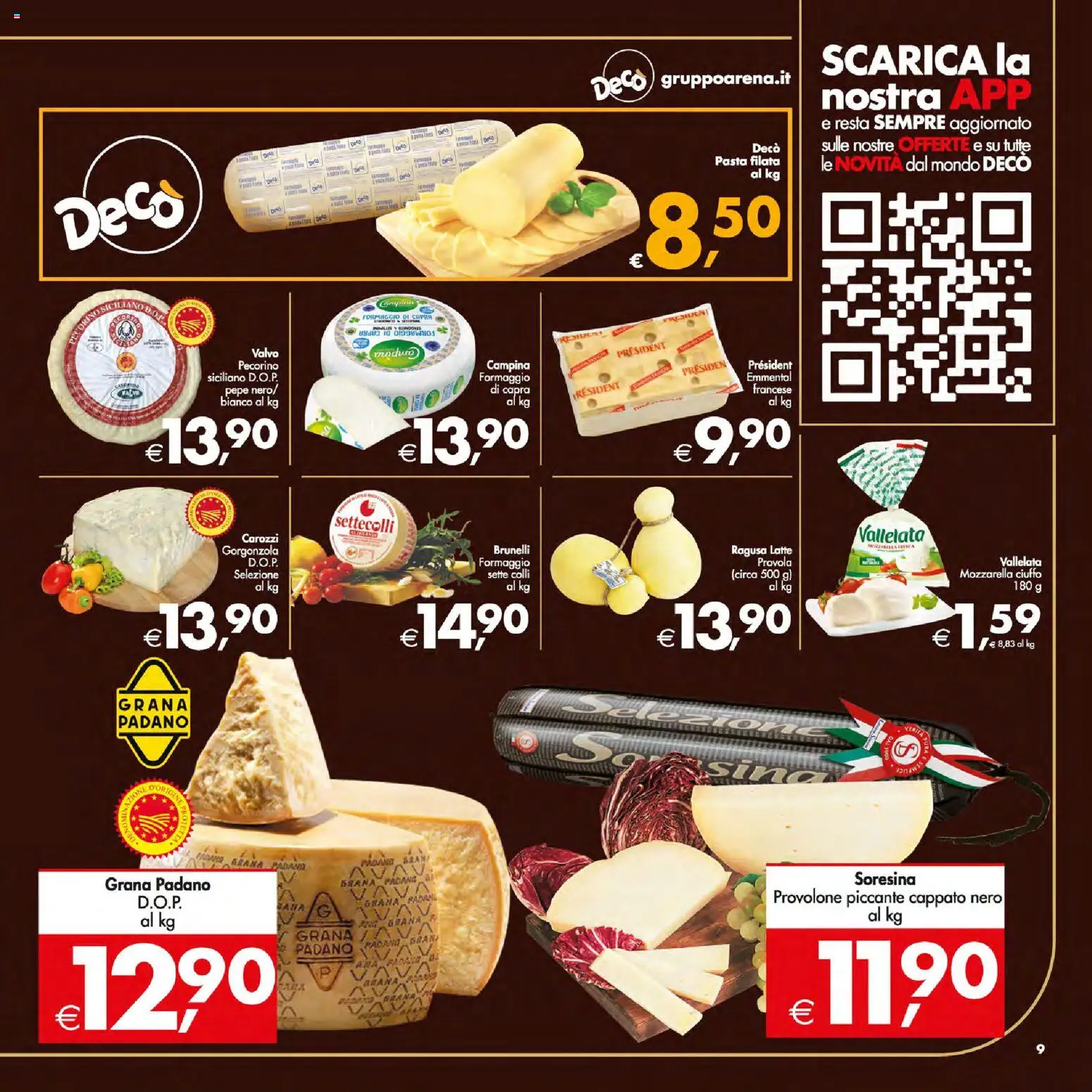 Volantino Decò del 13.01.2026 | Pagina: 9 | Prodotti: Provolone, Caprio, Pasta, Grana Padano