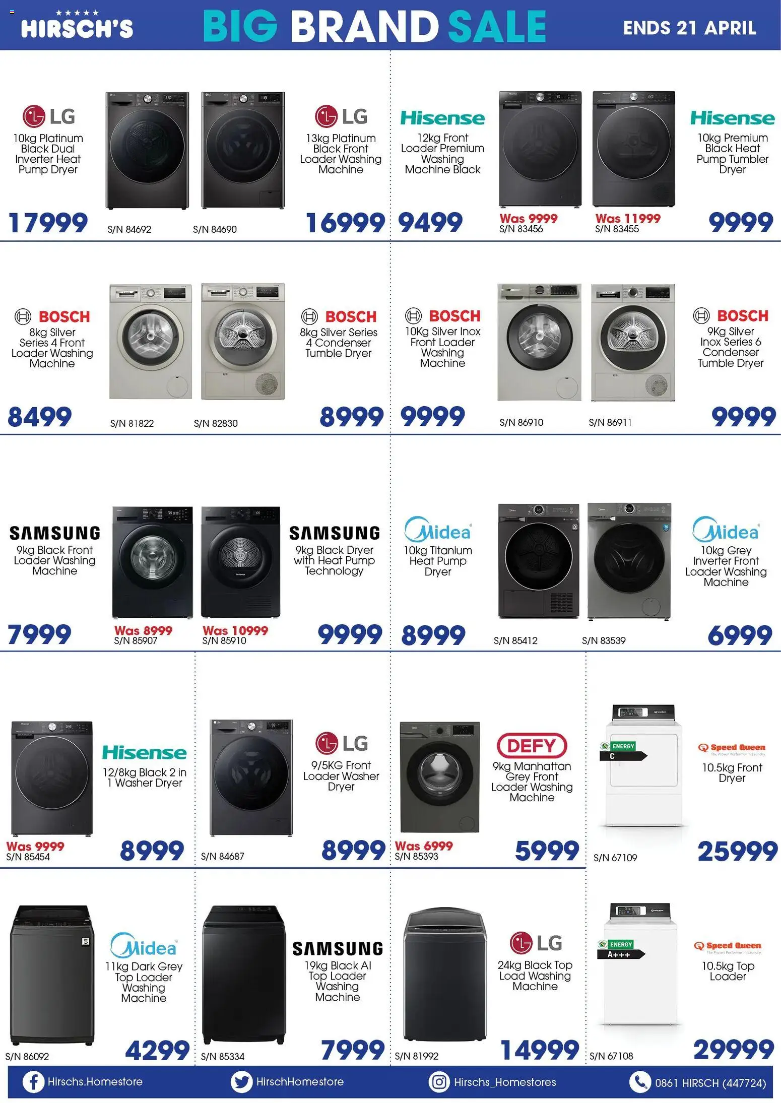 New Hirsch's catalogue – valid from 13.04.2026 | Page: 3 | Products: Washing machine, Dryer, Tumble dryer