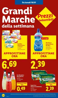 Anteprima del volantino San Benedetto Bevande Zero, Assortite 750 ml bottiglia 1 l = 0.65 € valido a partire dal 19.01.2026 | Pagina: 16 | Prodotti: Ammorbidente, Mango, Top, Bottiglia