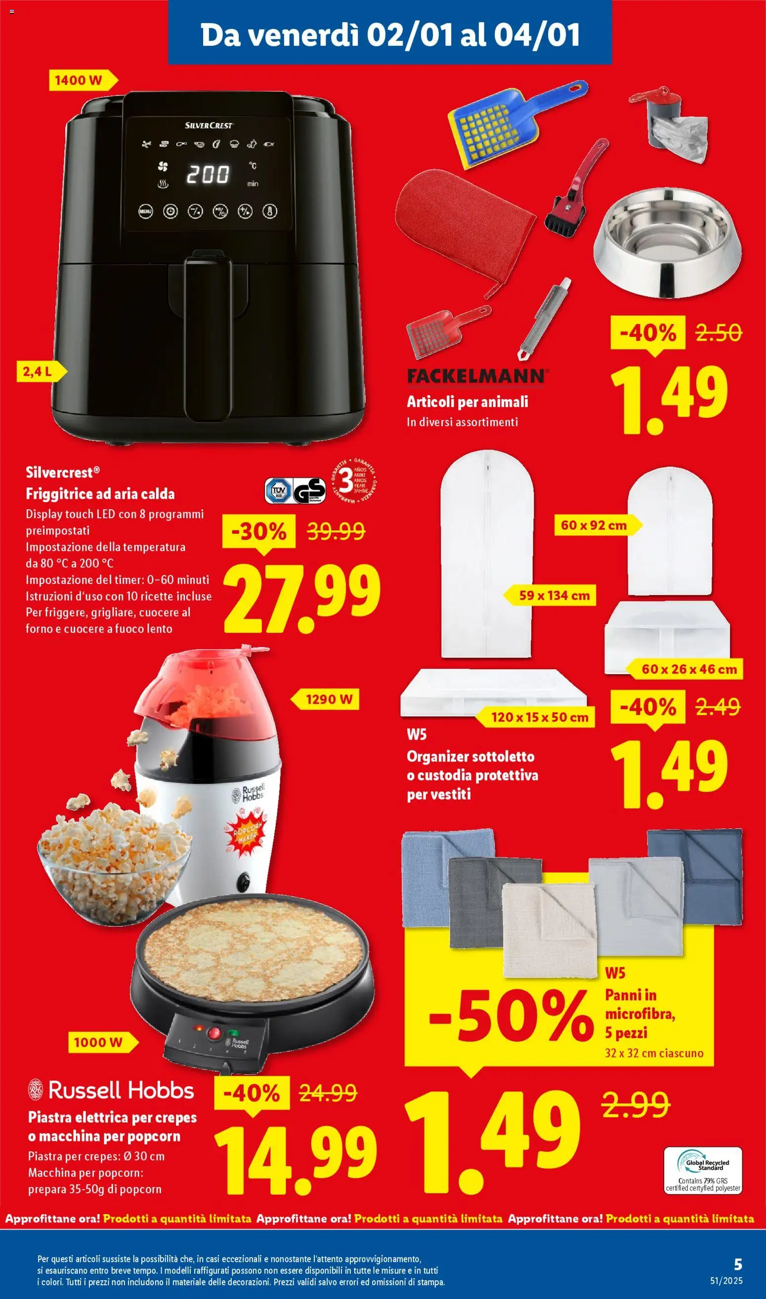 Volantino Lidl del 02.01.2026 | Pagina: 5 | Prodotti: Friggitrice ad aria, Forno, Friggitrice