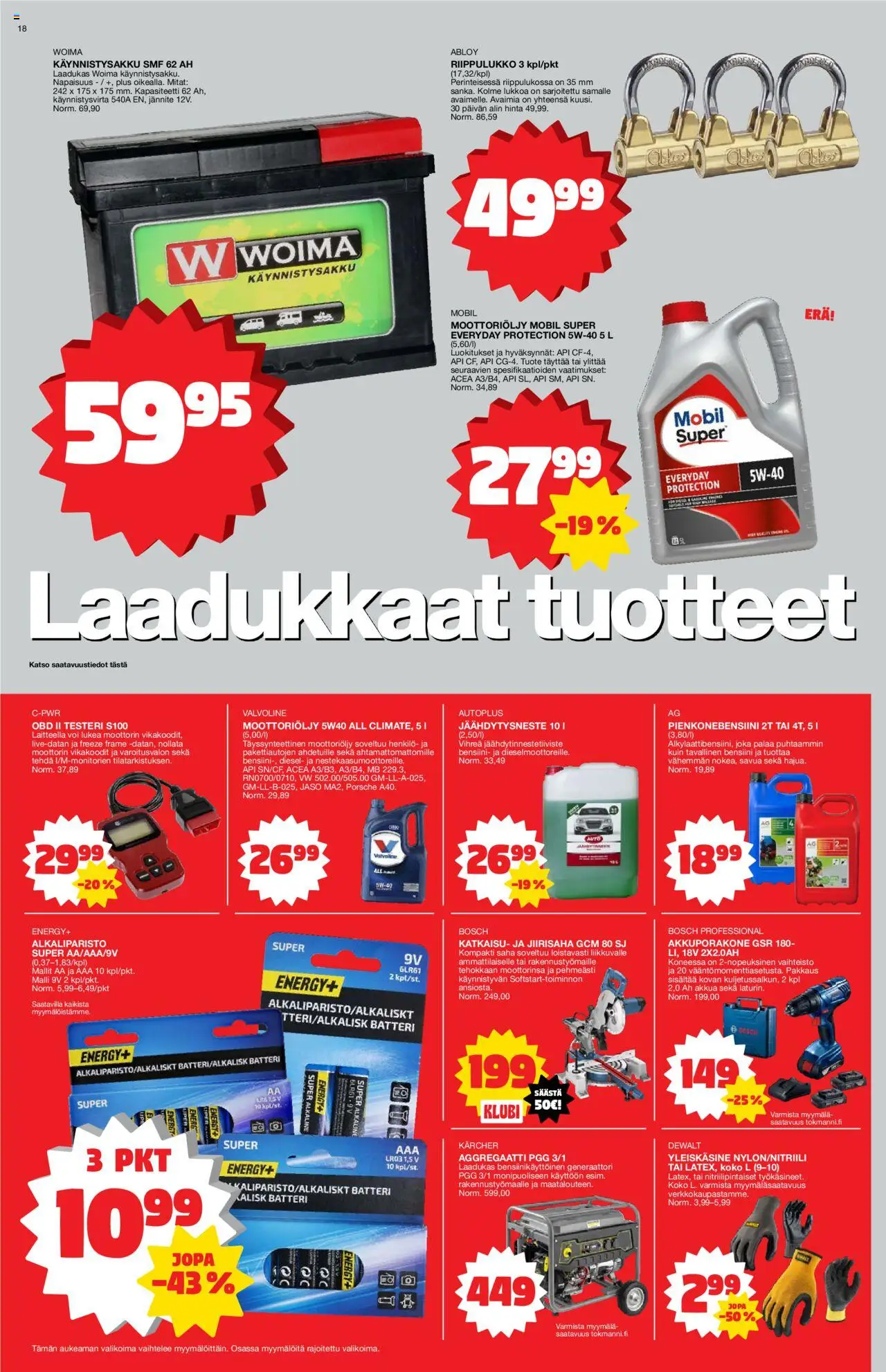 Tokmanni tarjoukset – voimassa 15.09.2025 alkaen | Sivu: 18 | Tuotteet: Riippulukko, Moottoriöljy, Voi