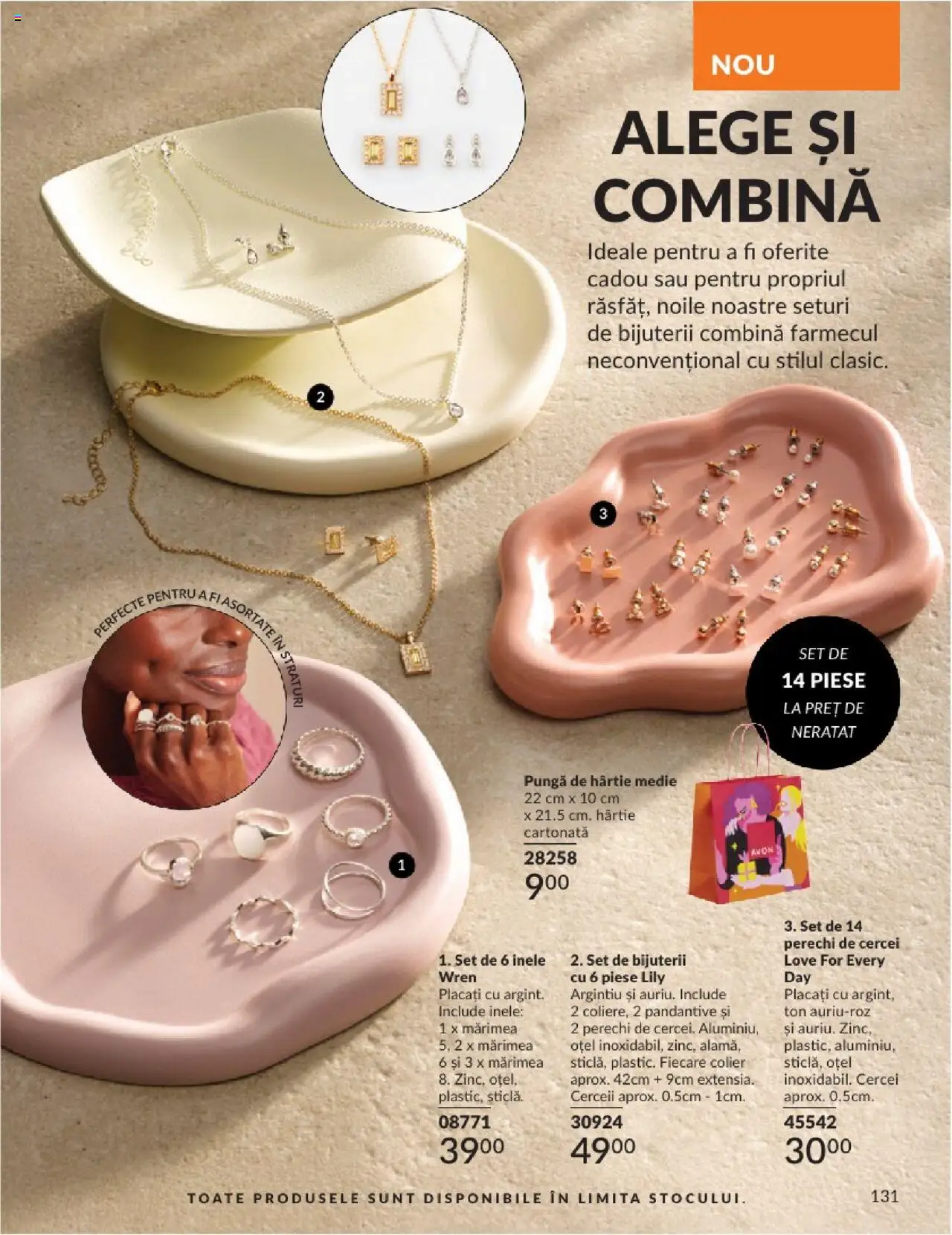 Catalog Avon - 08 2025 – valabil de la 01.08.2025 | Pagină: 131 | Produse: Pungă, Cercei, Colier, Set de bijuterii
