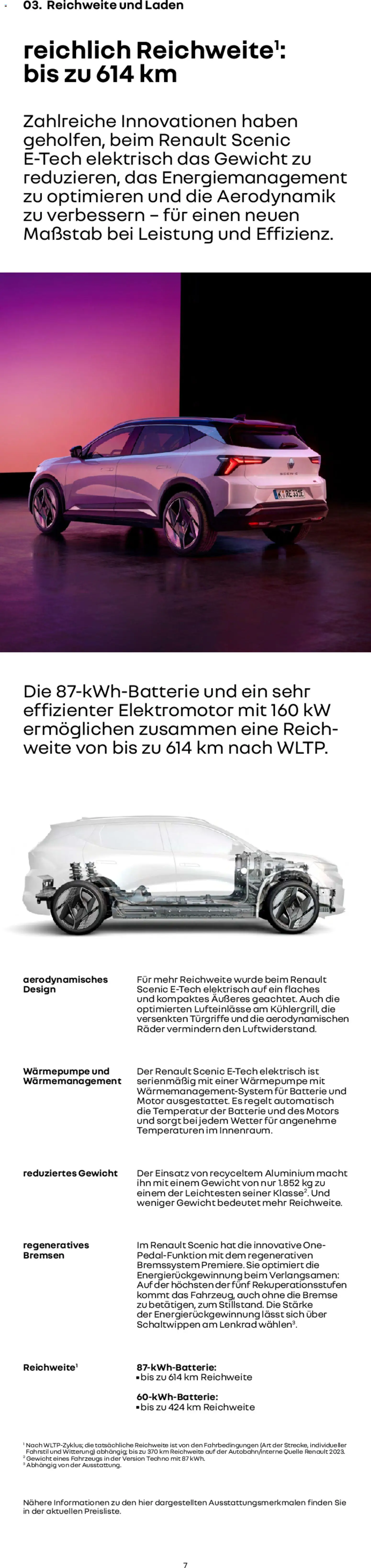 Renault Scenic E-Tech – gültig ab 15.01.2026 | Seite: 7 | Produkte: Gewicht, Batterie