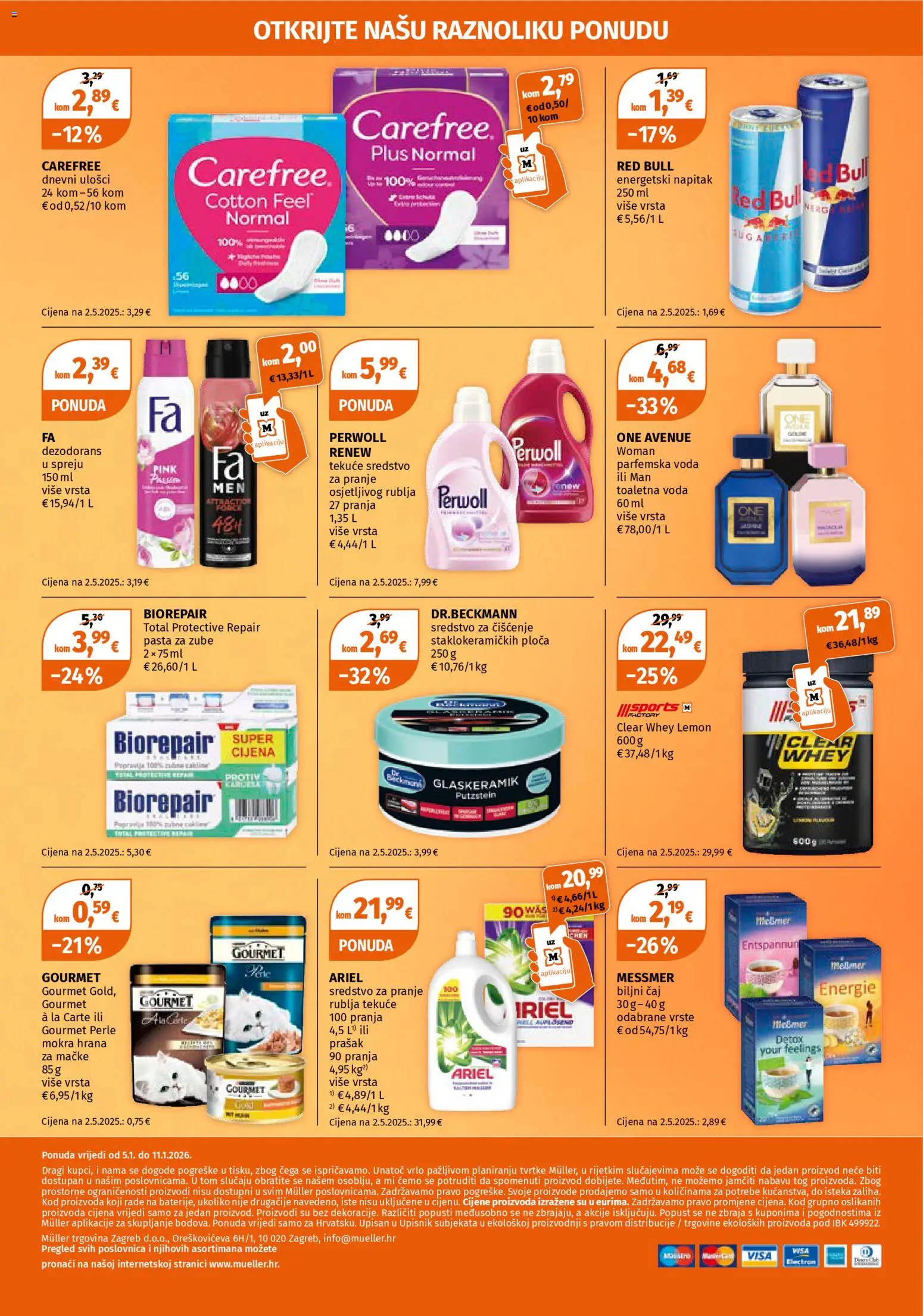 Müller katalog | vrijedi od 05.01.2026 | Stranica: 24 | Proizvodi: Dnevni ulošci, Pasta za zube, Voda, Perwoll