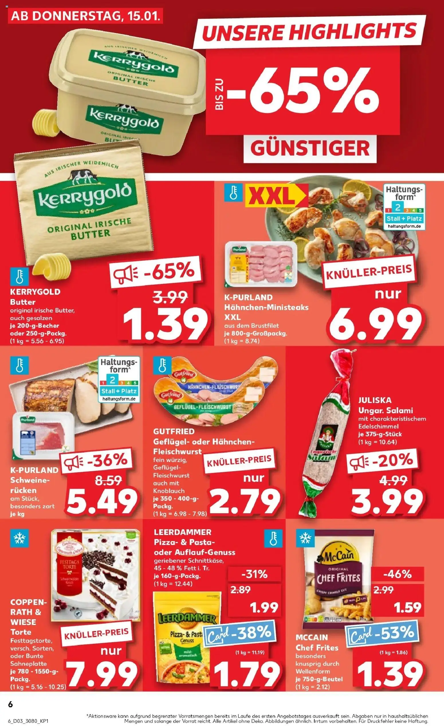 Kaufland prospekt Hechingen	 – gültig ab 15.01.2026 | Seite: 6 | Produkte: Butter, McCain, Pasta, Salami