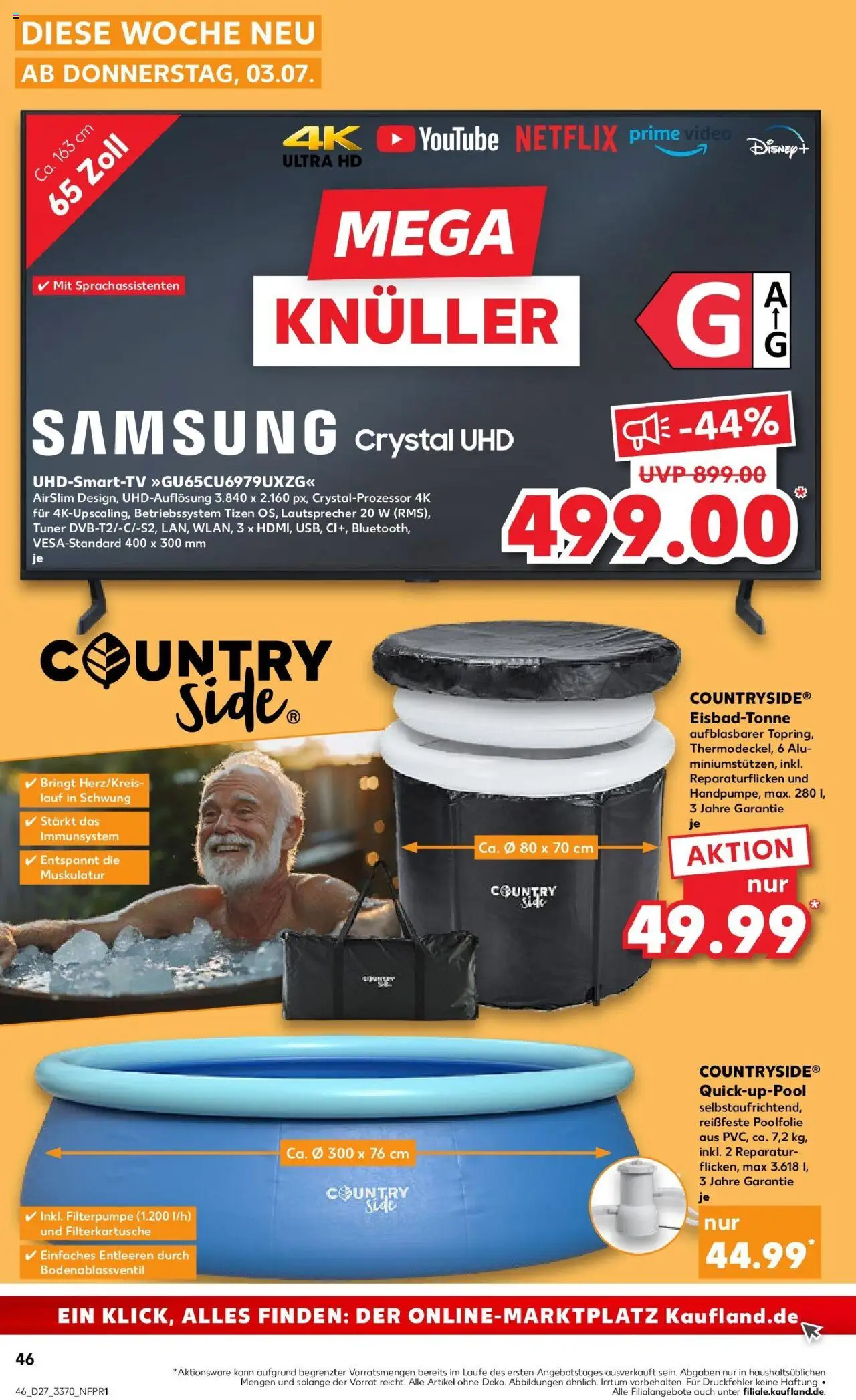 Kaufland prospekt Aschersleben	 - gültig ab dem 03.07.2025 | Seite: 46 | Produkte: Lautsprecher, Smart TV, TV, Video