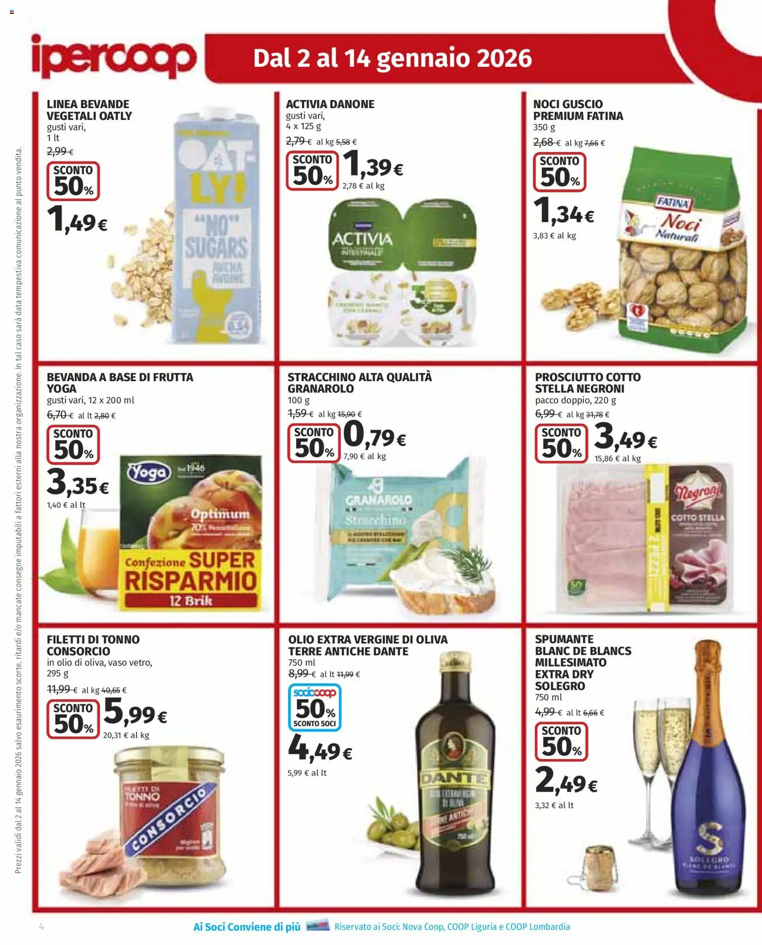 Volantino Ipercoop del 02.01.2026 | Pagina: 4 | Prodotti: Prosciutto, Spumante, Olio extra vergine, Vaso