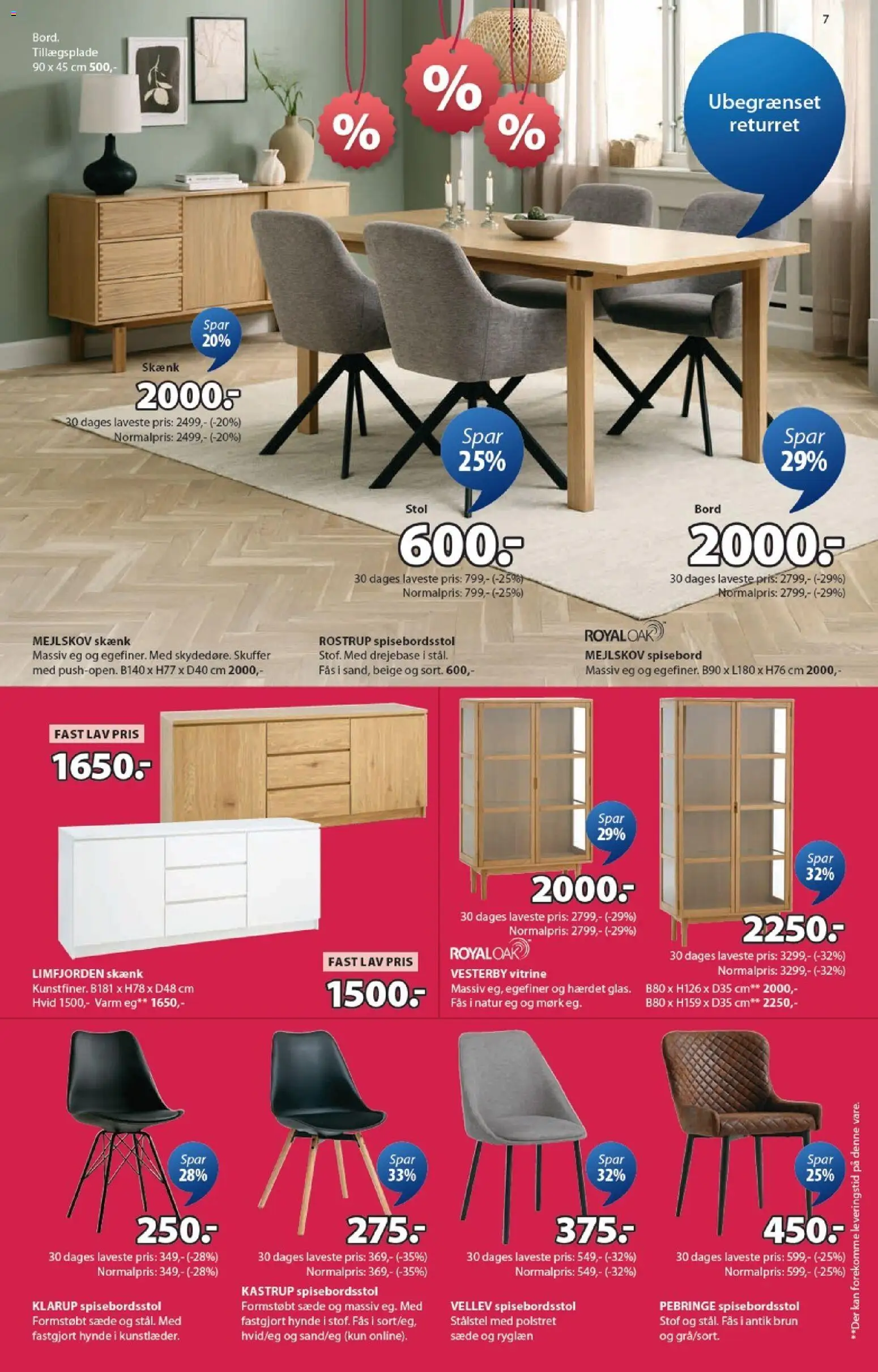 JYSK tilbudsavis – gyldig fra 16.01.2026 | Side: 7 | Produkter: Bord, Stol, Skænk, Stof
