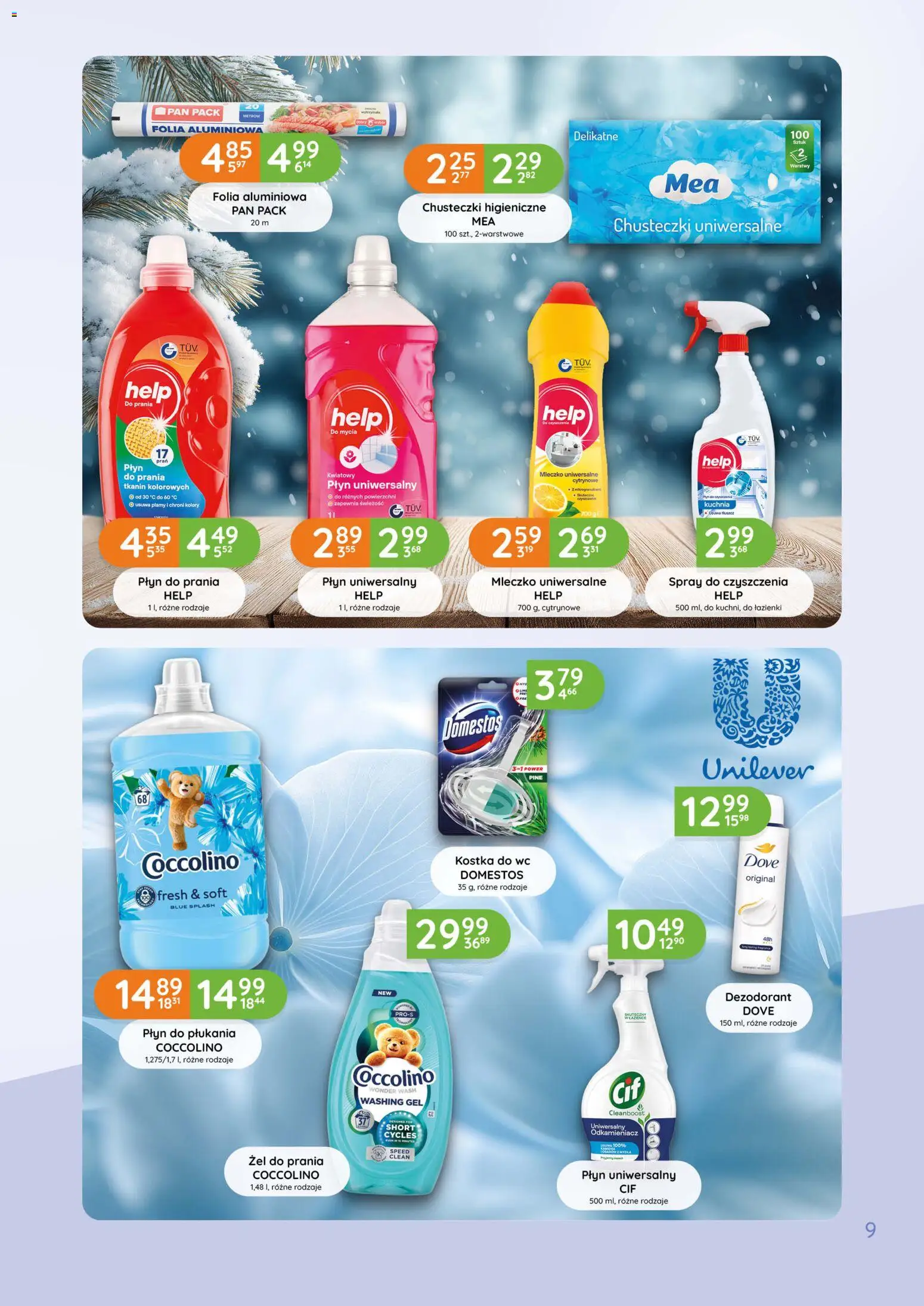 Eurocash Gazetka - Katalog Chemiczny od 01.01.2026 | Strona: 9 | Produkty: Chusteczki higieniczne, Coccolino, Domestos, Dezodorant