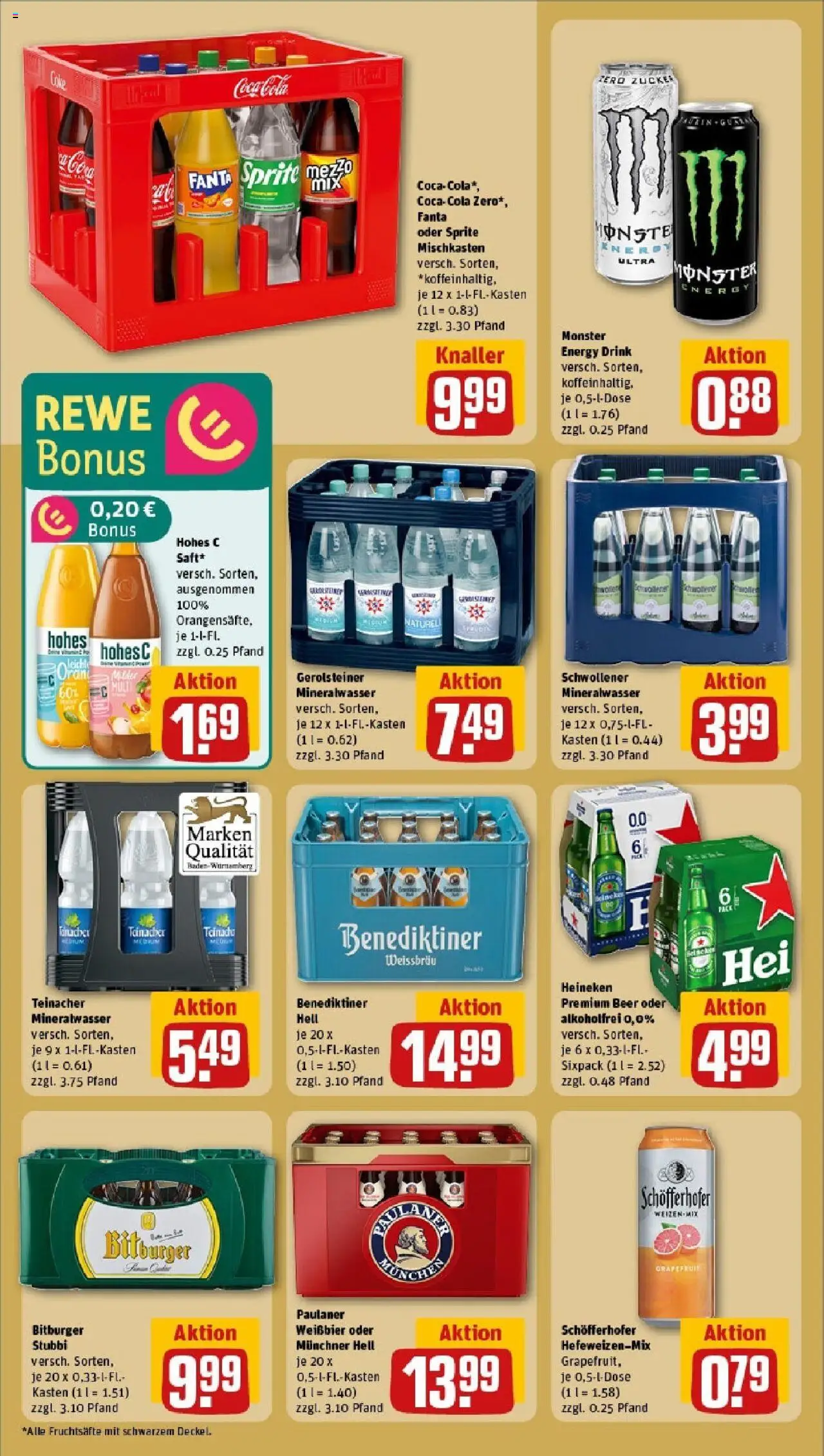 Rewe prospekt St. Ingbert / Rohrbach	 - gültig ab dem 08.06.2025 | Seite: 14 | Produkte: Mineralwasser, Benediktiner hell, Zucker, Hohes c