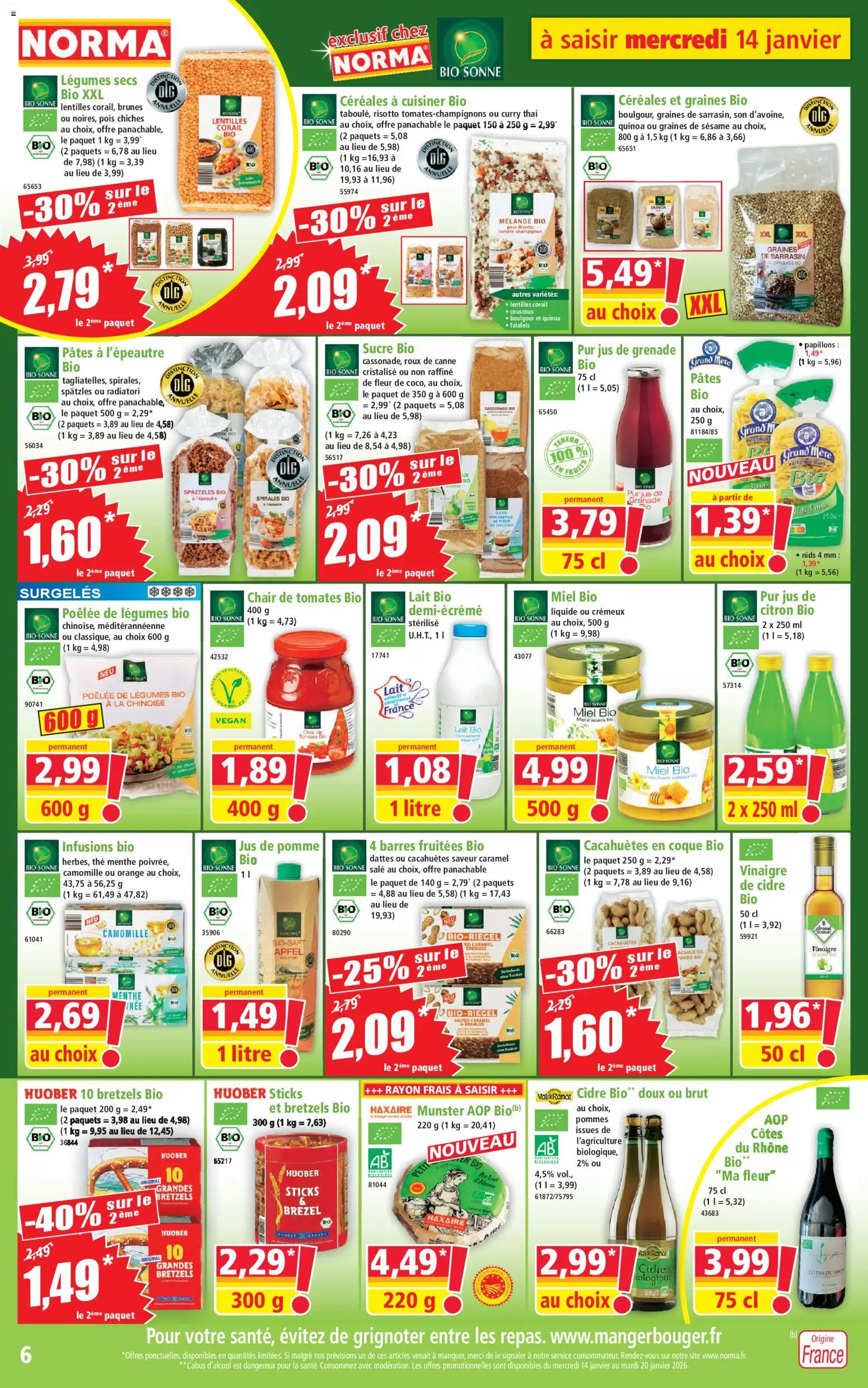 {H1} | Page: 6 | Produits: Menthe, Orange, Curry, Lait bio