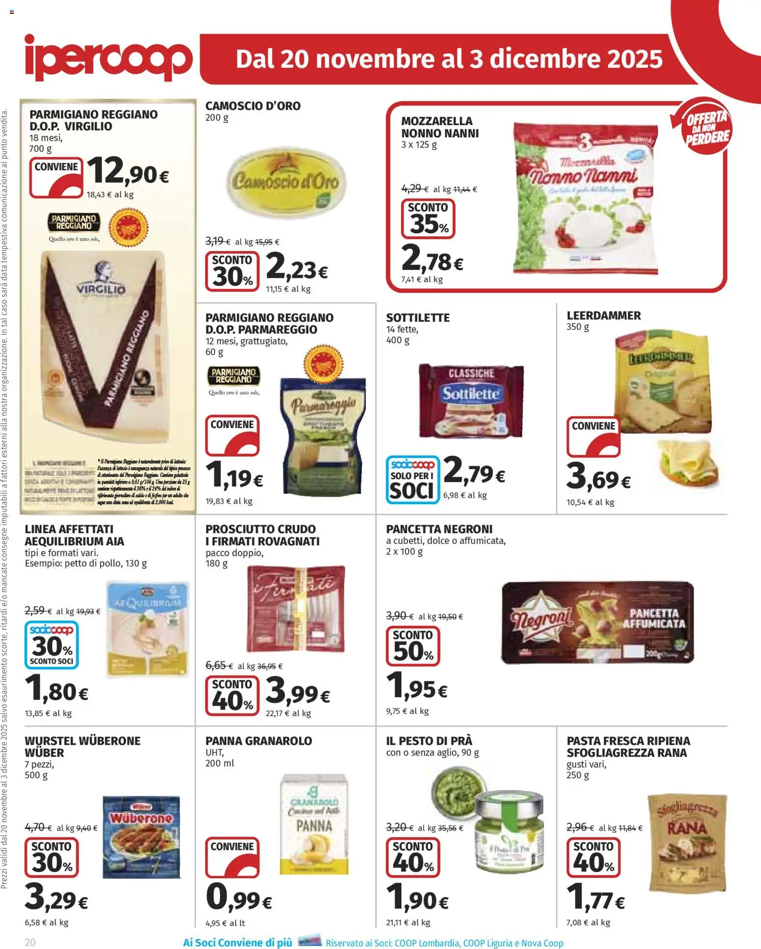 Volantino Ipercoop del 20.11.2025 | Pagina: 20 | Prodotti: Panna, Pancetta, Pesto, Parmigiano reggiano