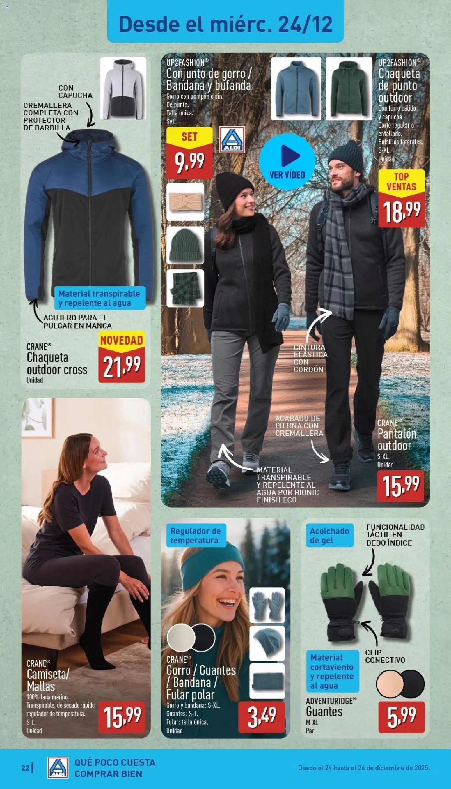 Aldi folleto Canarias │ válido desde el 22.12.2025 | Página: 22 | Productos: Fular, Chaqueta, Bufanda, Guantes