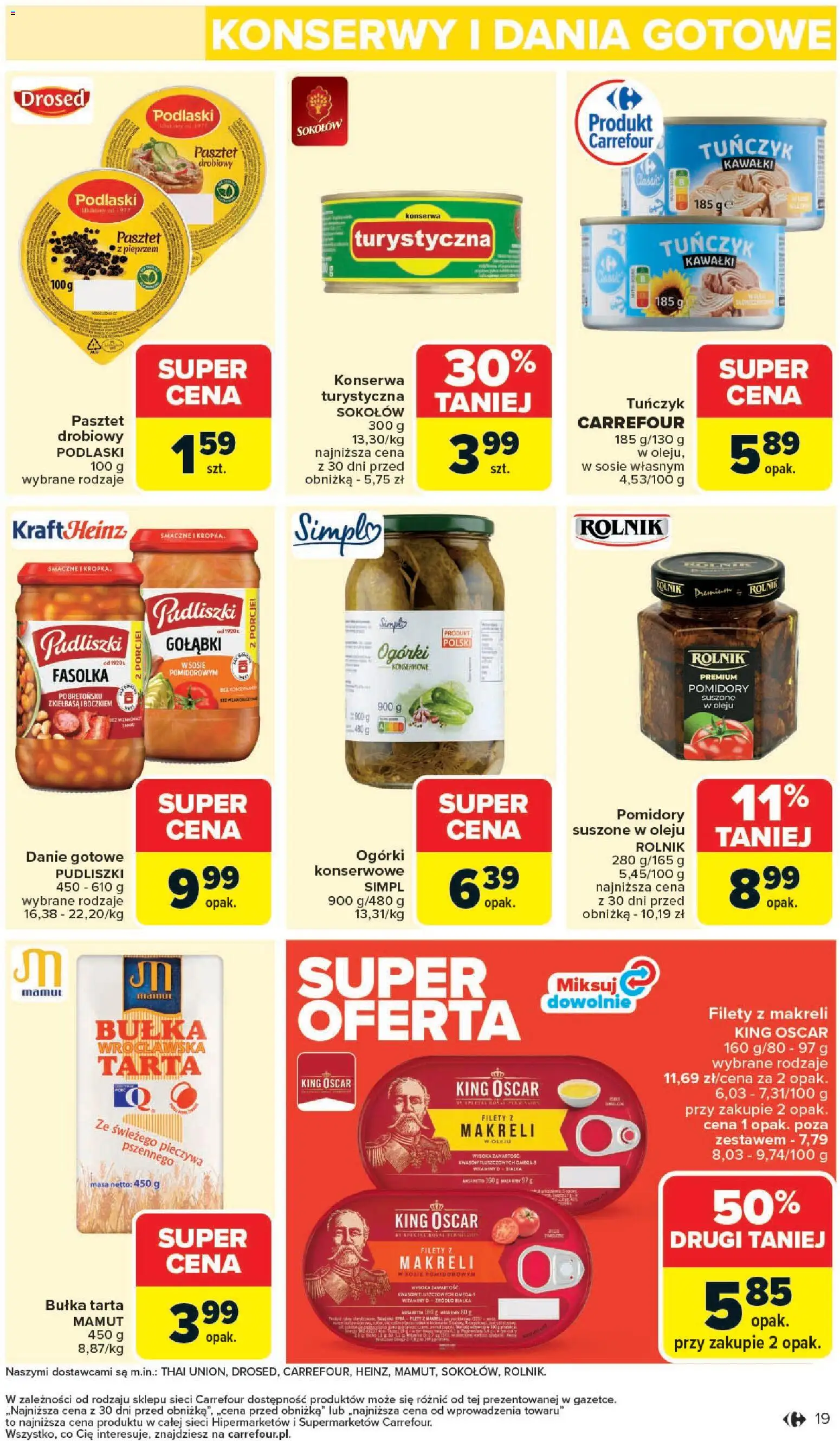 Carrefour Gazetka od 27.10.2025 | Strona: 21 | Produkty: Pomidory suszone w oleju, Tuńczyk, Pomidory, Dania gotowe