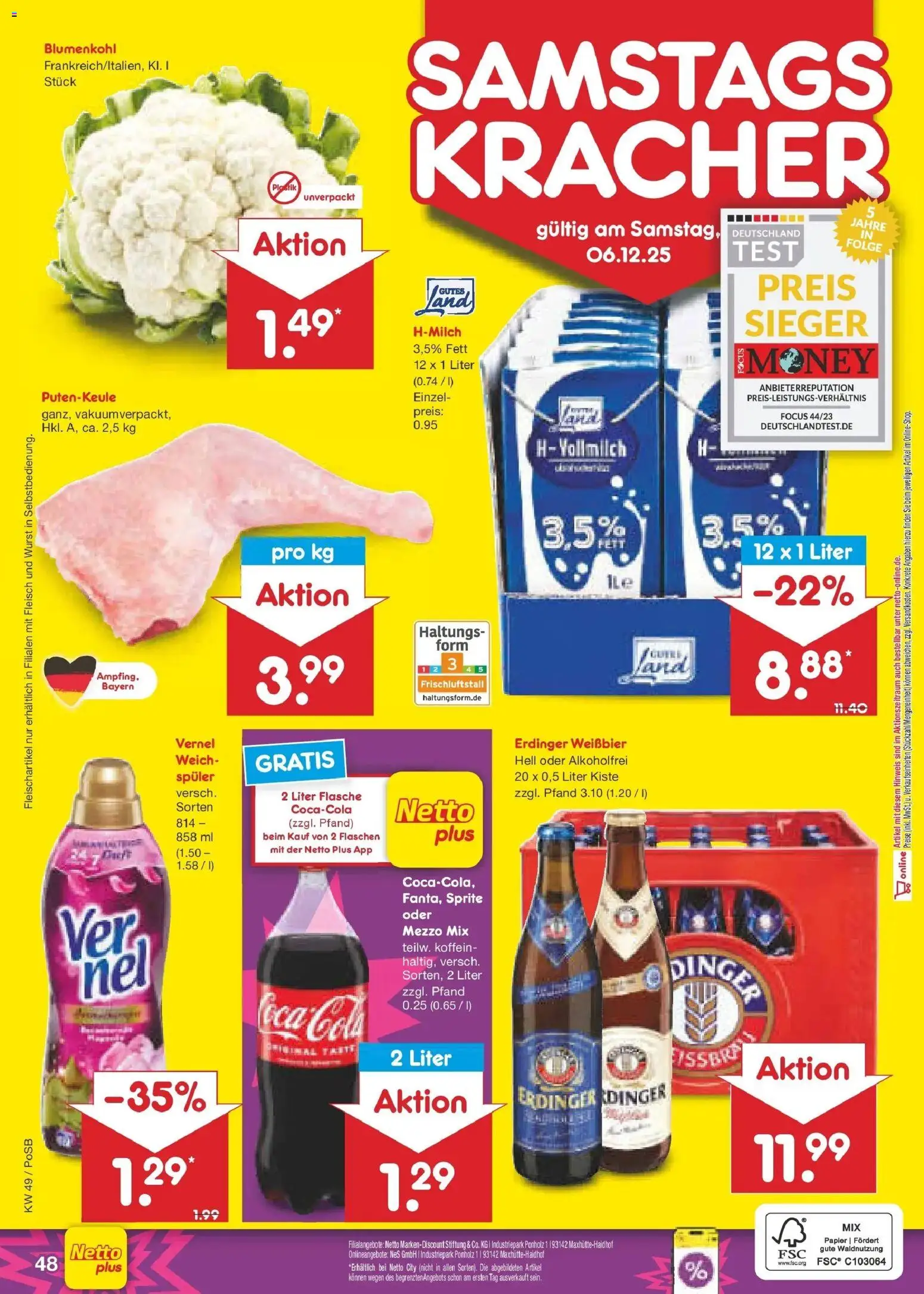 Netto Marken-Discount prospekt Regensburg	 – gültig ab 01.12.2025 | Seite: 51 | Produkte: Mezzo mix, Cola, Blumenkohl, Vernel