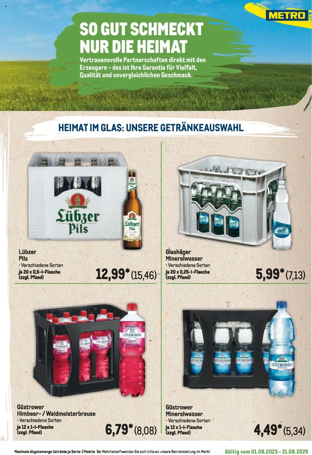 Metro Regionaler Flyer - gültig ab dem 01.08.2025 | Seite: 57 | Produkte: Pils, Mineralwasser, Lubzer