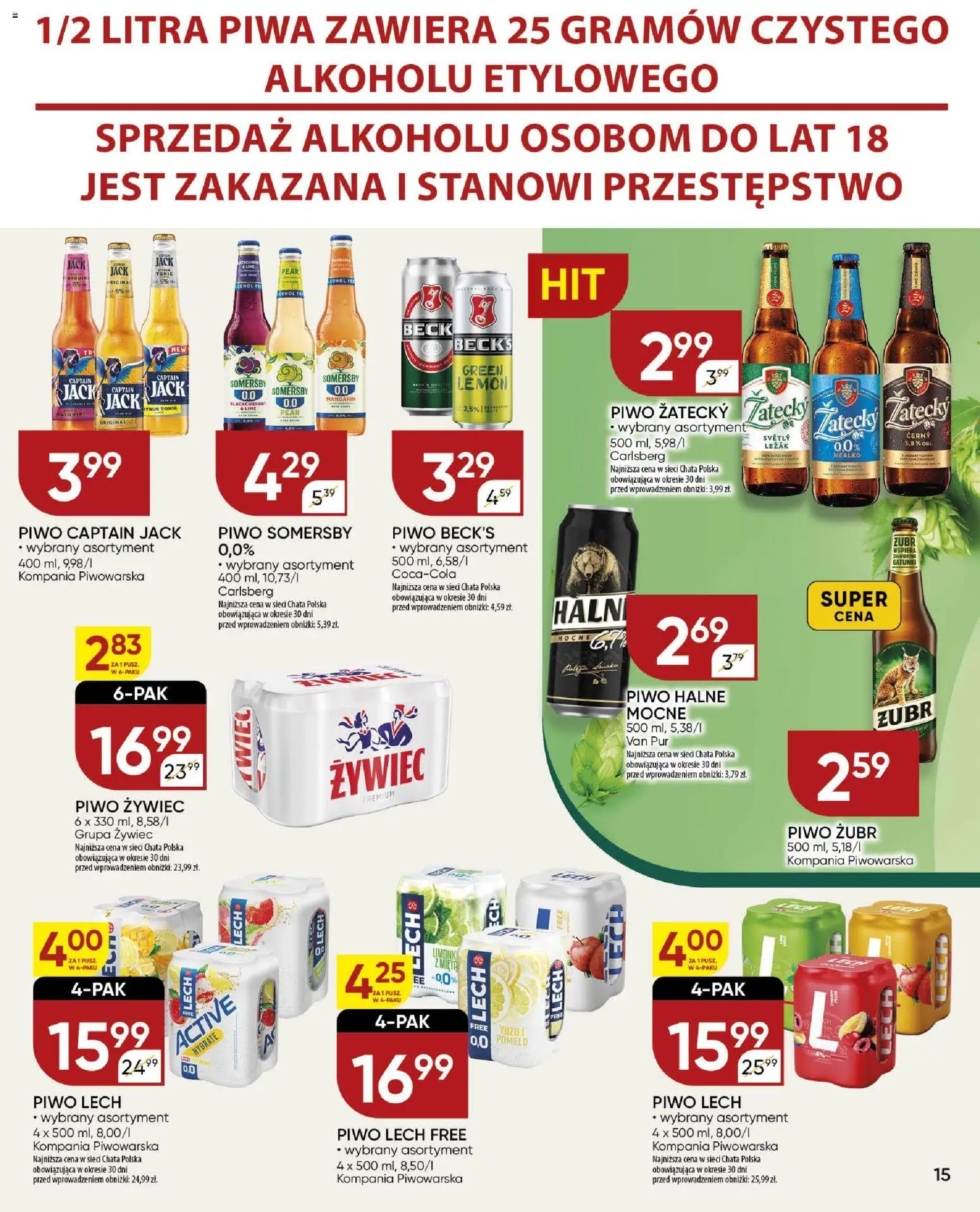 Chata Polska Gazetka od 23.10.2025 | Strona: 15 | Produkty: Piwo Somersby, Leżak, Piwo, Somersby