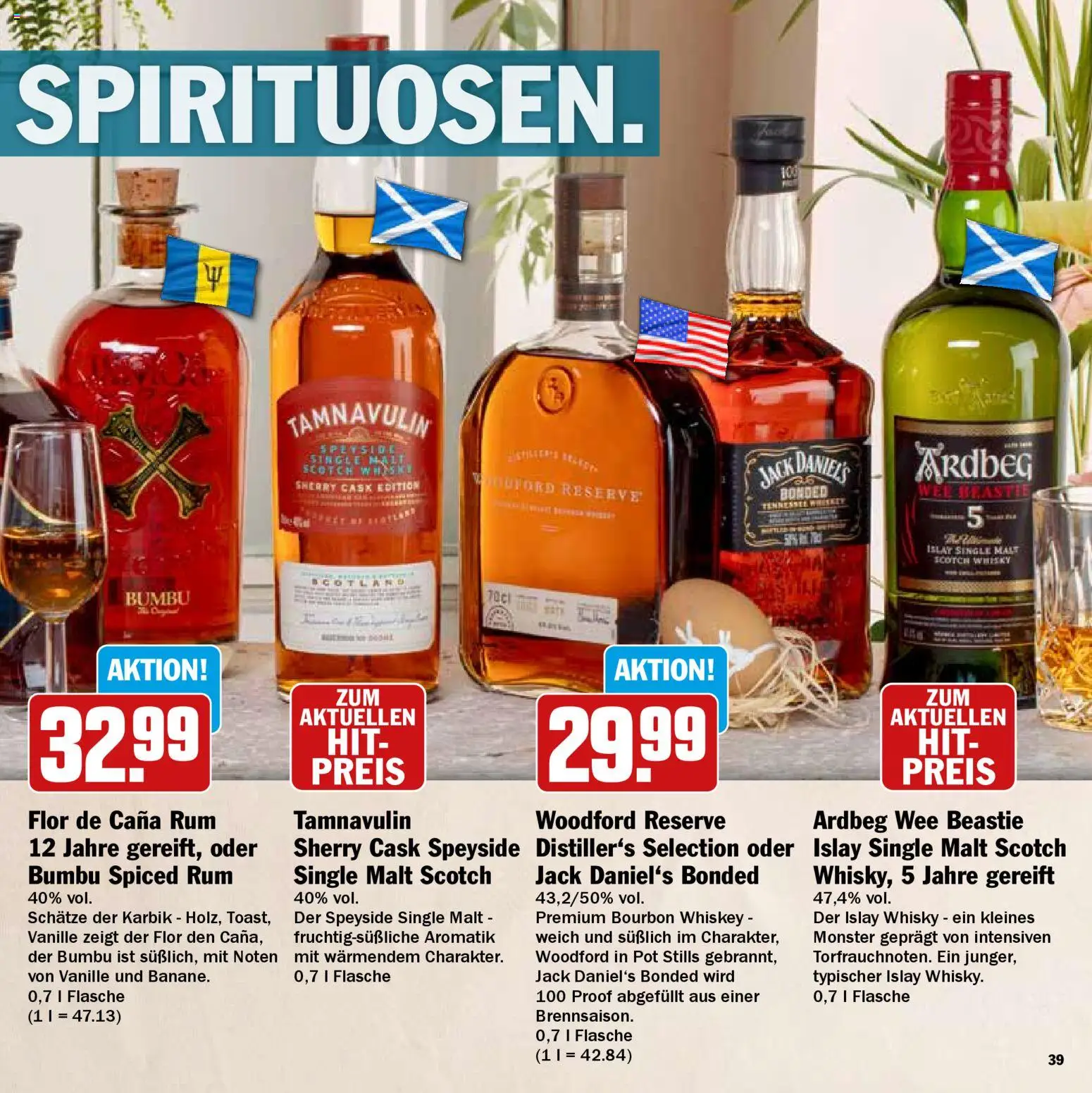 HIT Wochenprospekt – gültig ab 09.03.2026 | Seite: 39 | Produkte: Whisky, Rum, Jack Daniel's, Bourbon